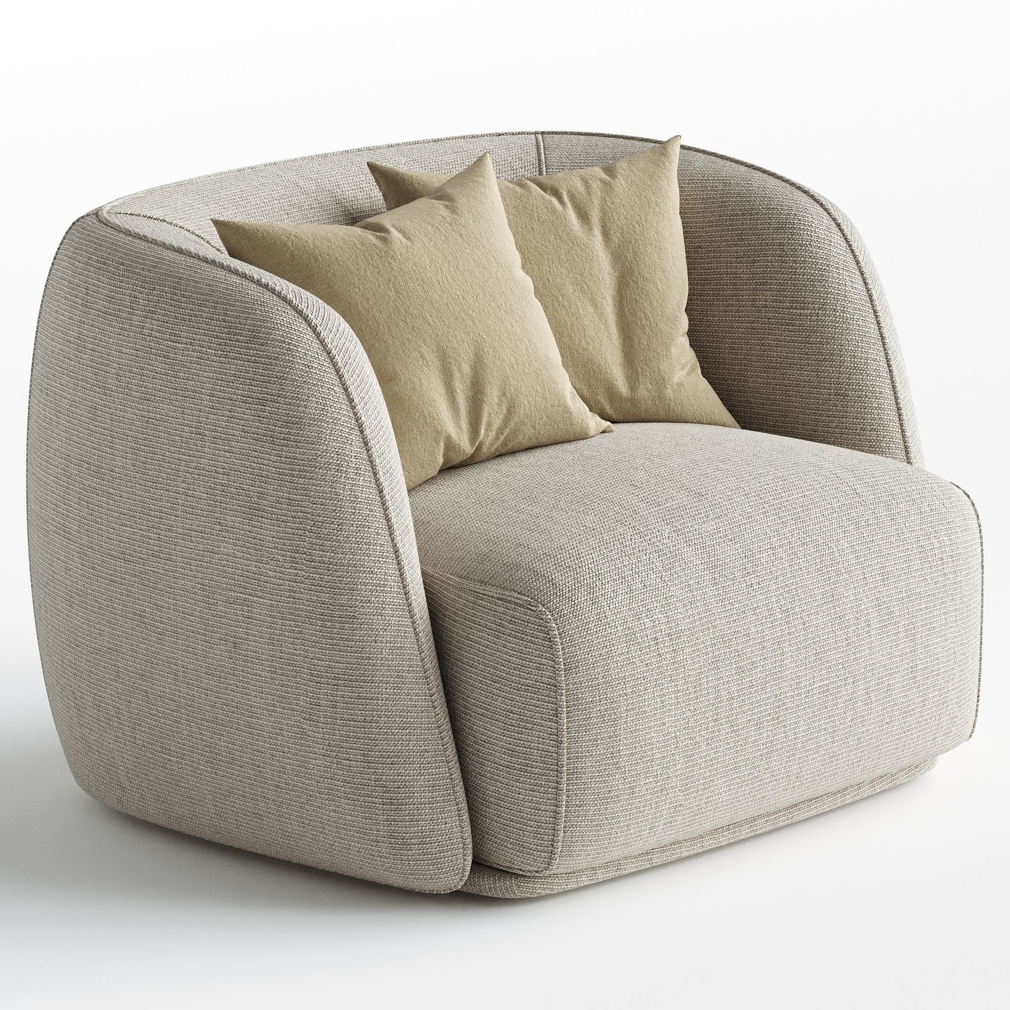 Troy Fabric Armchair Low-poly 3D model_1