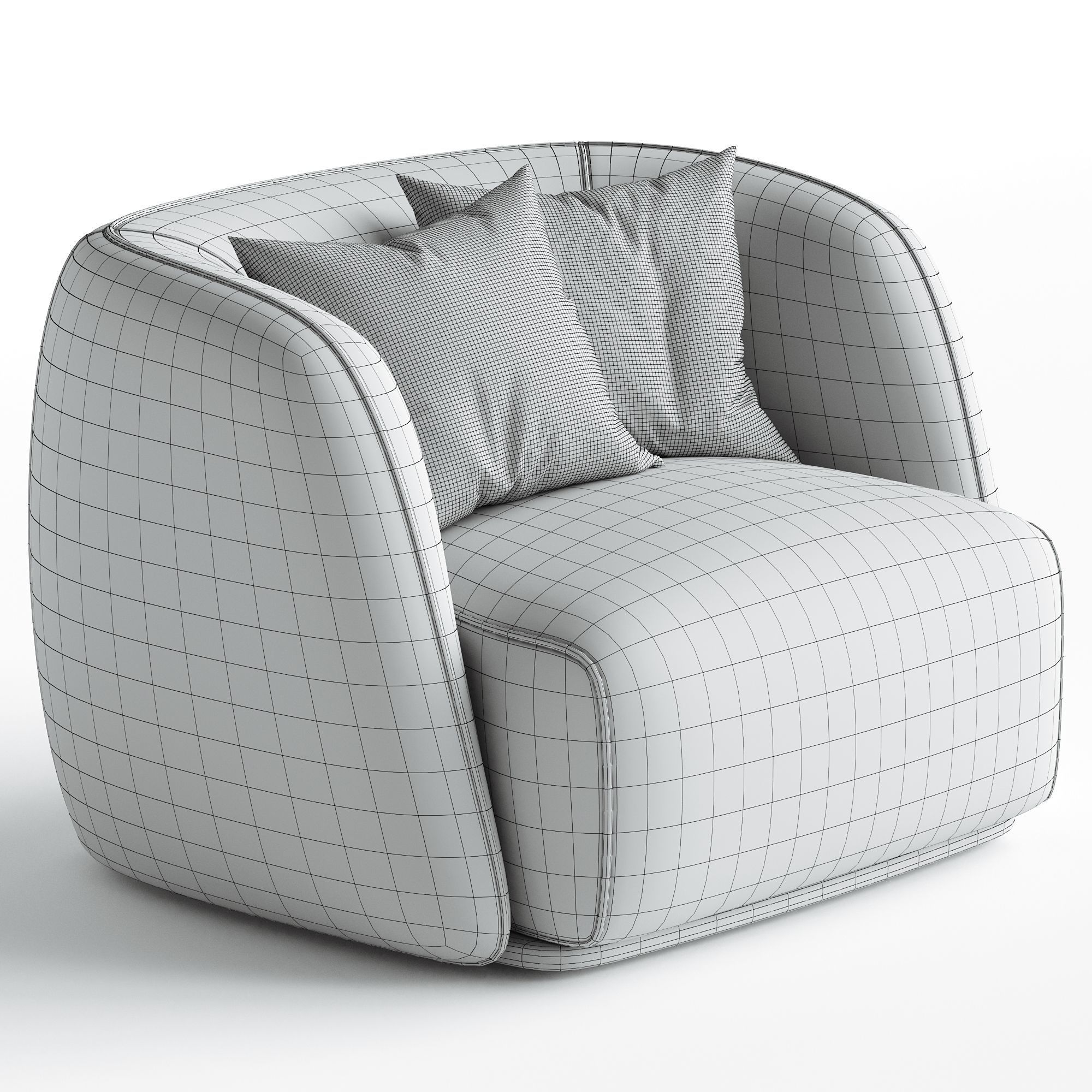Troy Fabric Armchair Low-poly 3D model_2