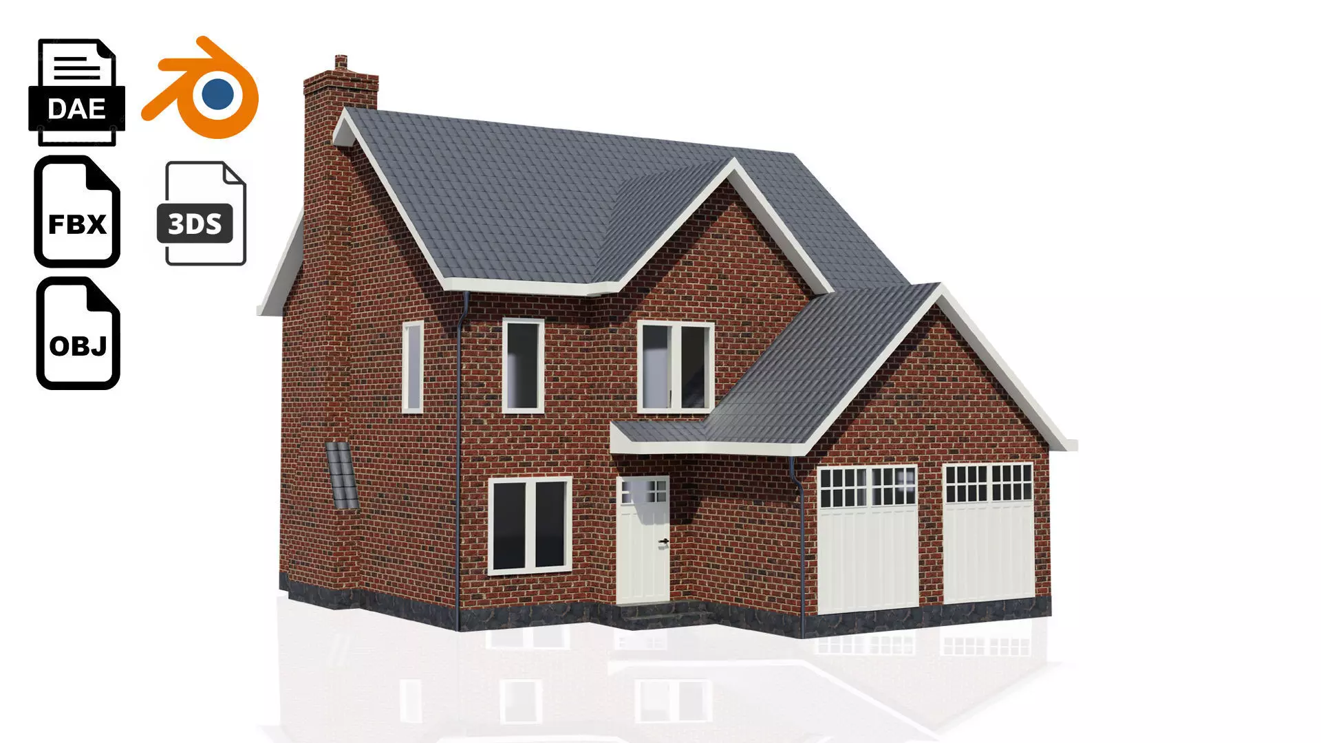 British House Design 003 Low-poly 3D model_0