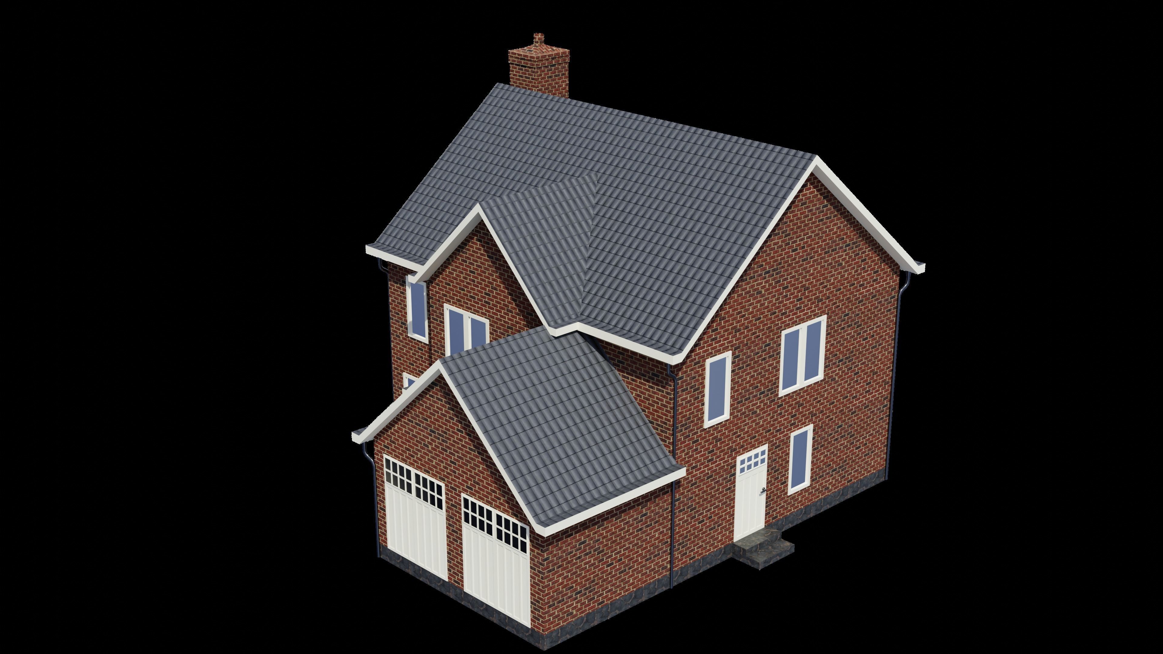 British House Design 003 Low-poly 3D model_5