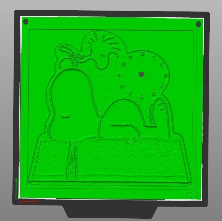 snoopy woodstock clock 3D print model_2