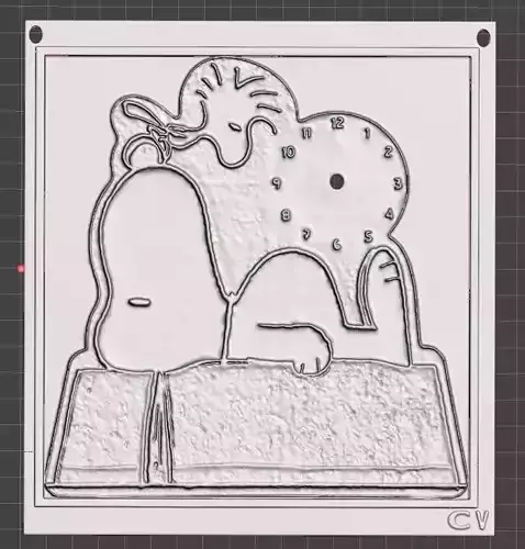 snoopy woodstock clock 3D print model
