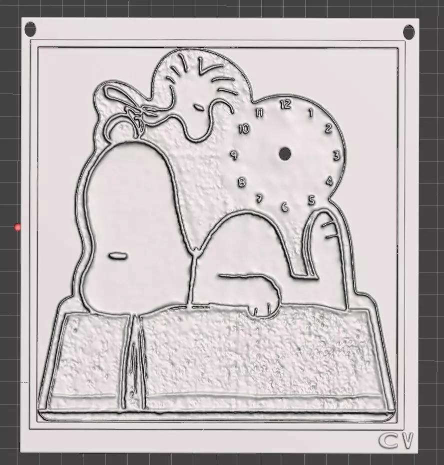 snoopy woodstock clock 3D print model_0