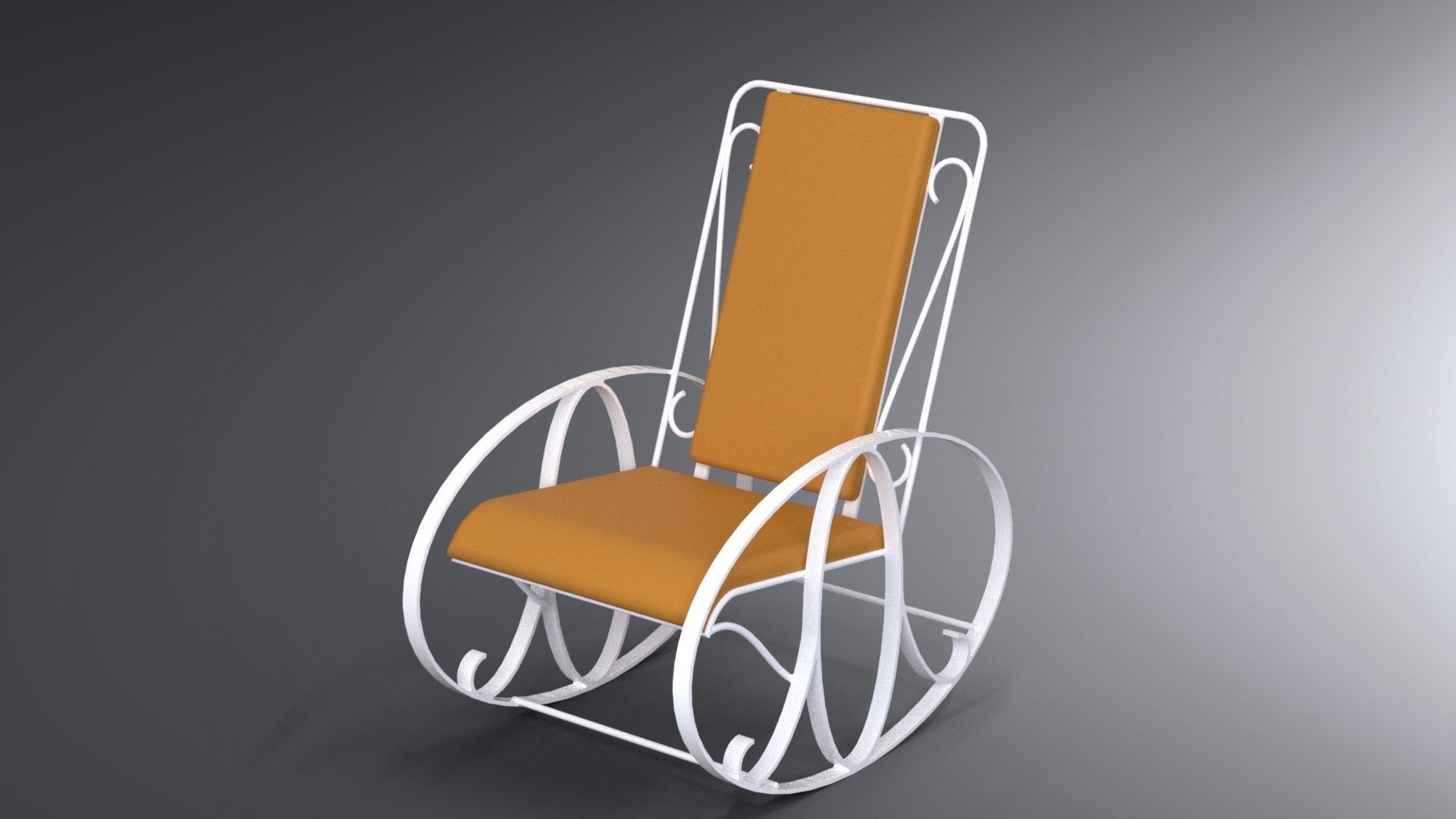Set of traditional rocking chairs and table built of steel 3D model_13
