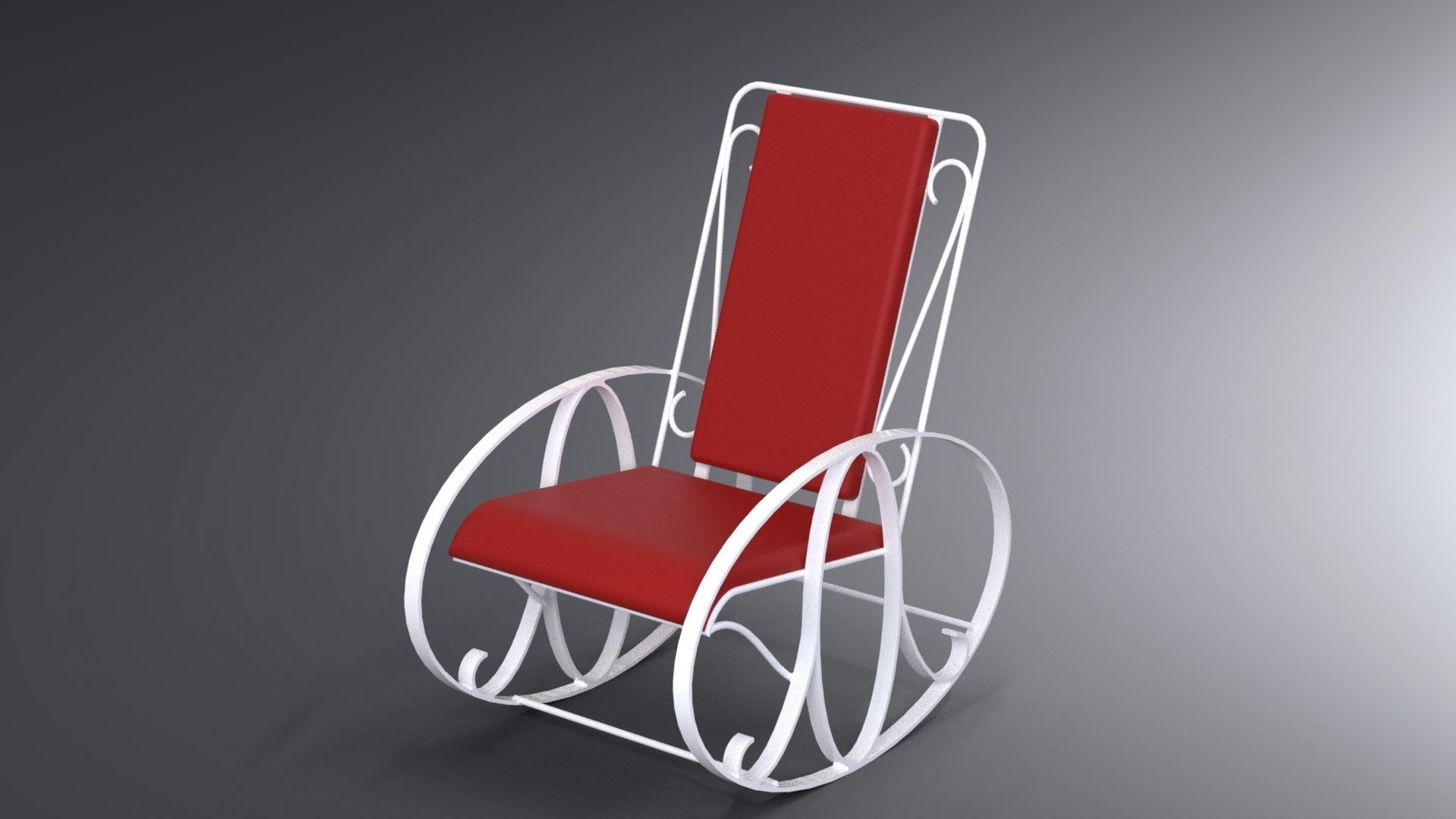 Set of traditional rocking chairs and table built of steel 3D model_8