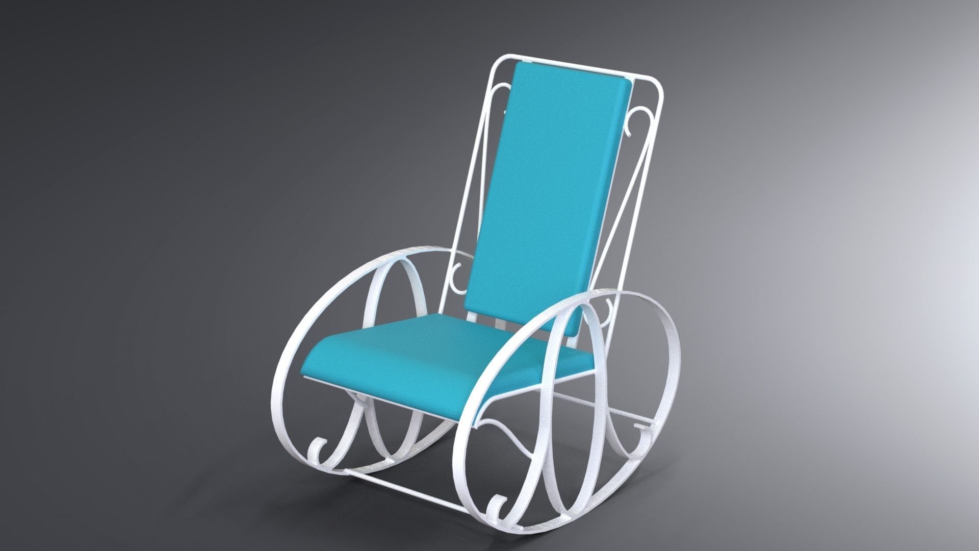 Set of traditional rocking chairs and table built of steel 3D model_10