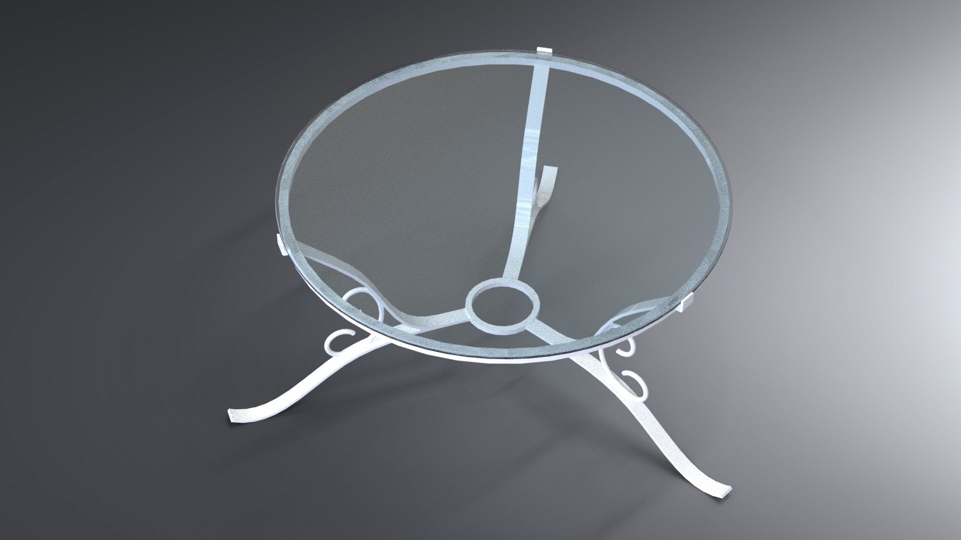 Set of traditional rocking chairs and table built of steel 3D model_6