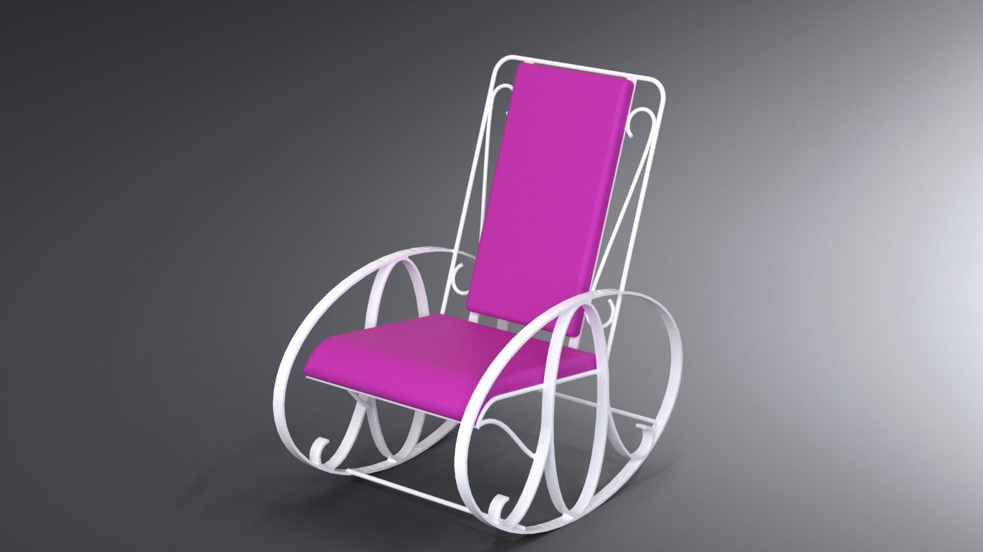 Set of traditional rocking chairs and table built of steel 3D model_12