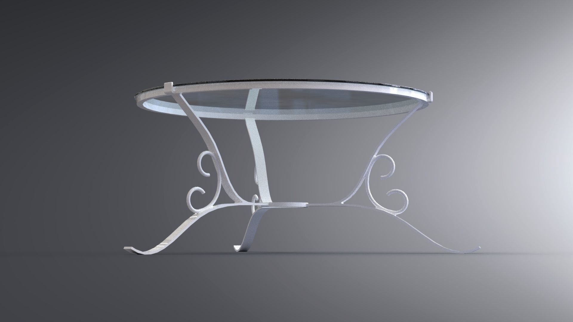 Set of traditional rocking chairs and table built of steel 3D model_5