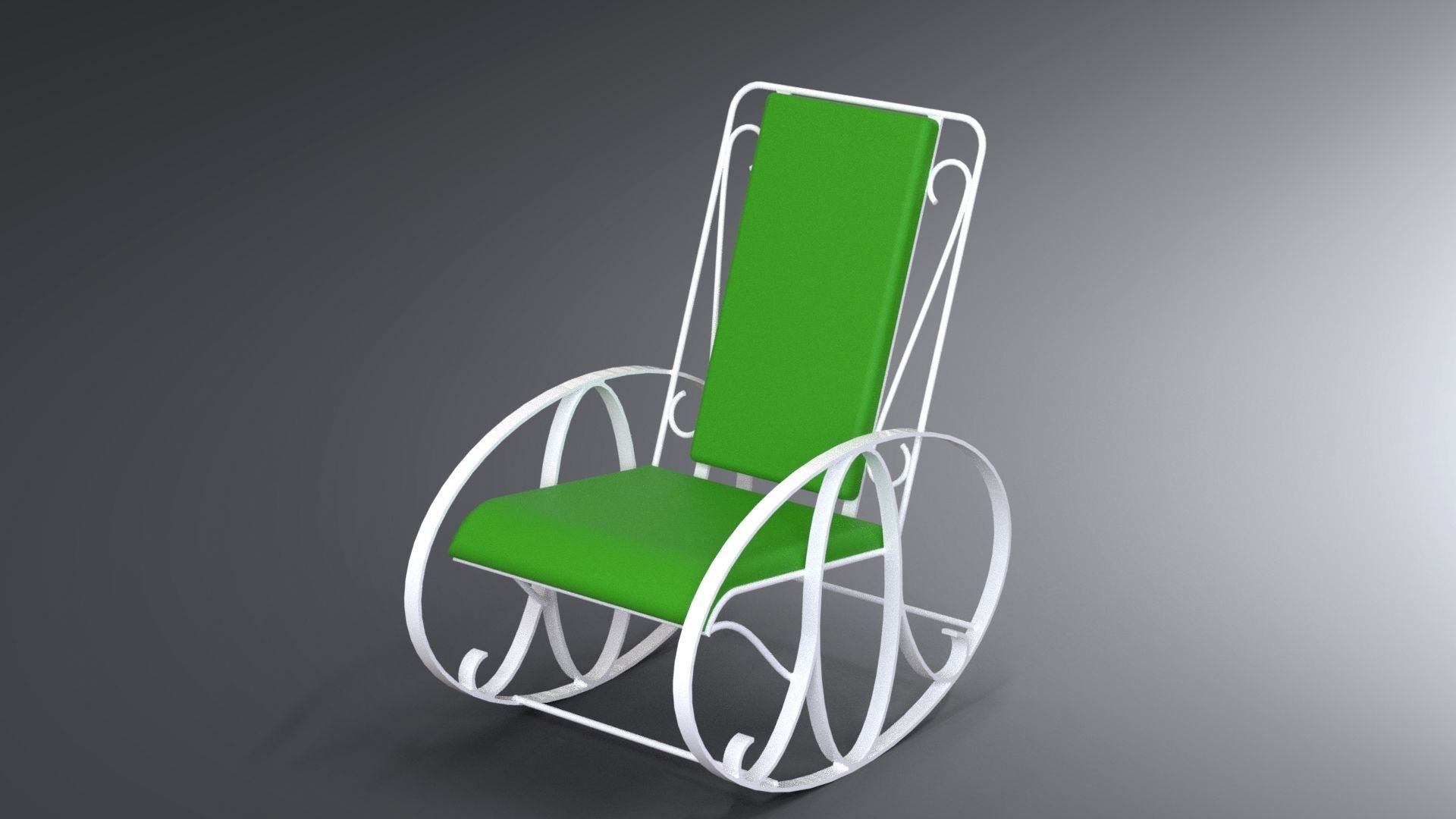 Set of traditional rocking chairs and table built of steel 3D model_11