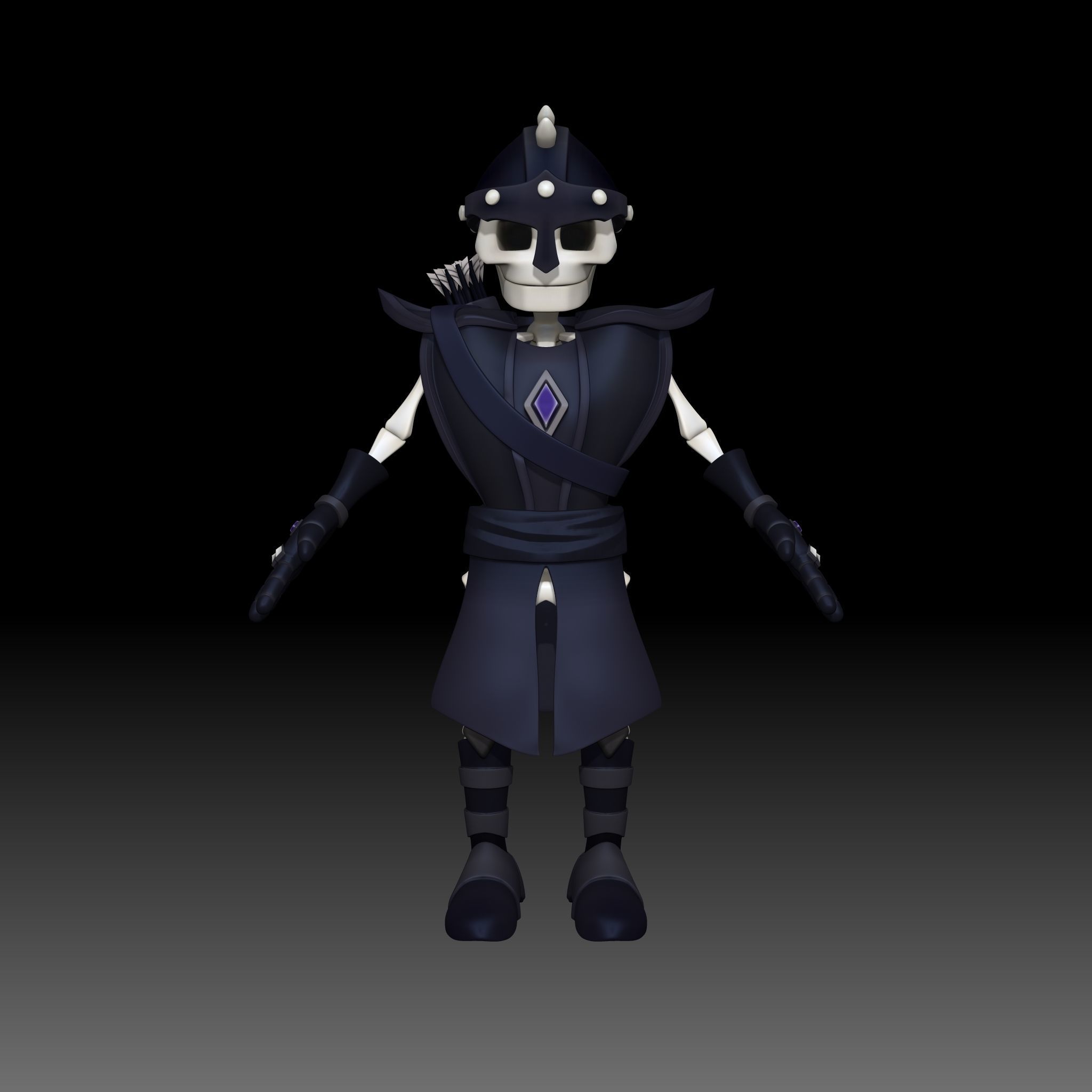 Cartoon Skeleton Archer - Mobile Game Ready Low-poly 3D model_11