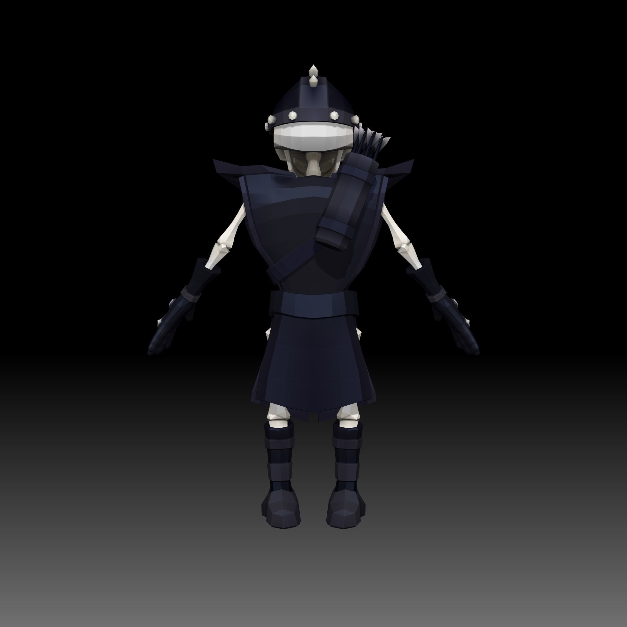 Cartoon Skeleton Archer - Mobile Game Ready Low-poly 3D model_8