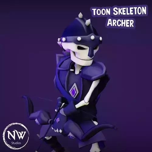 Cartoon Skeleton Archer - Mobile Game Ready Low-poly 3D model