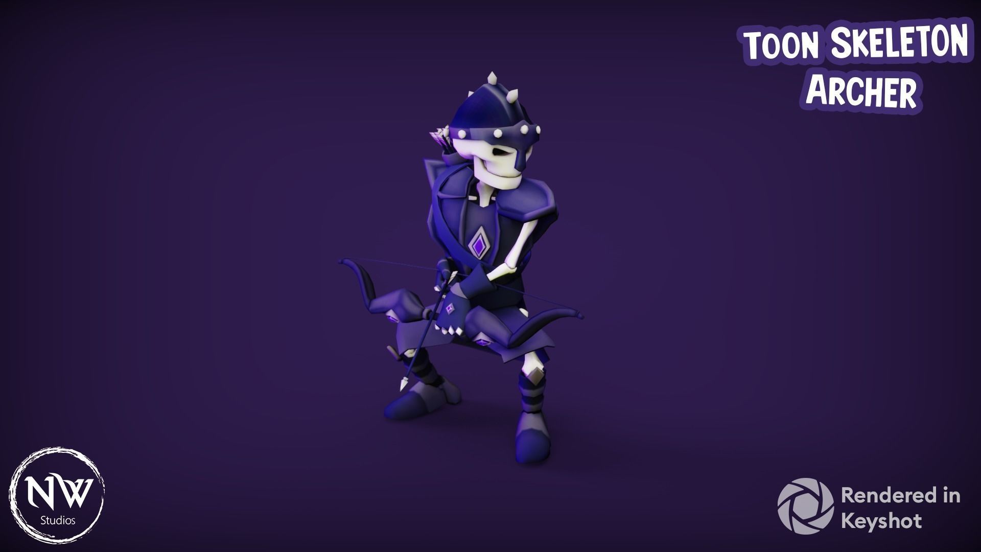 Cartoon Skeleton Archer - Mobile Game Ready Low-poly 3D model_3