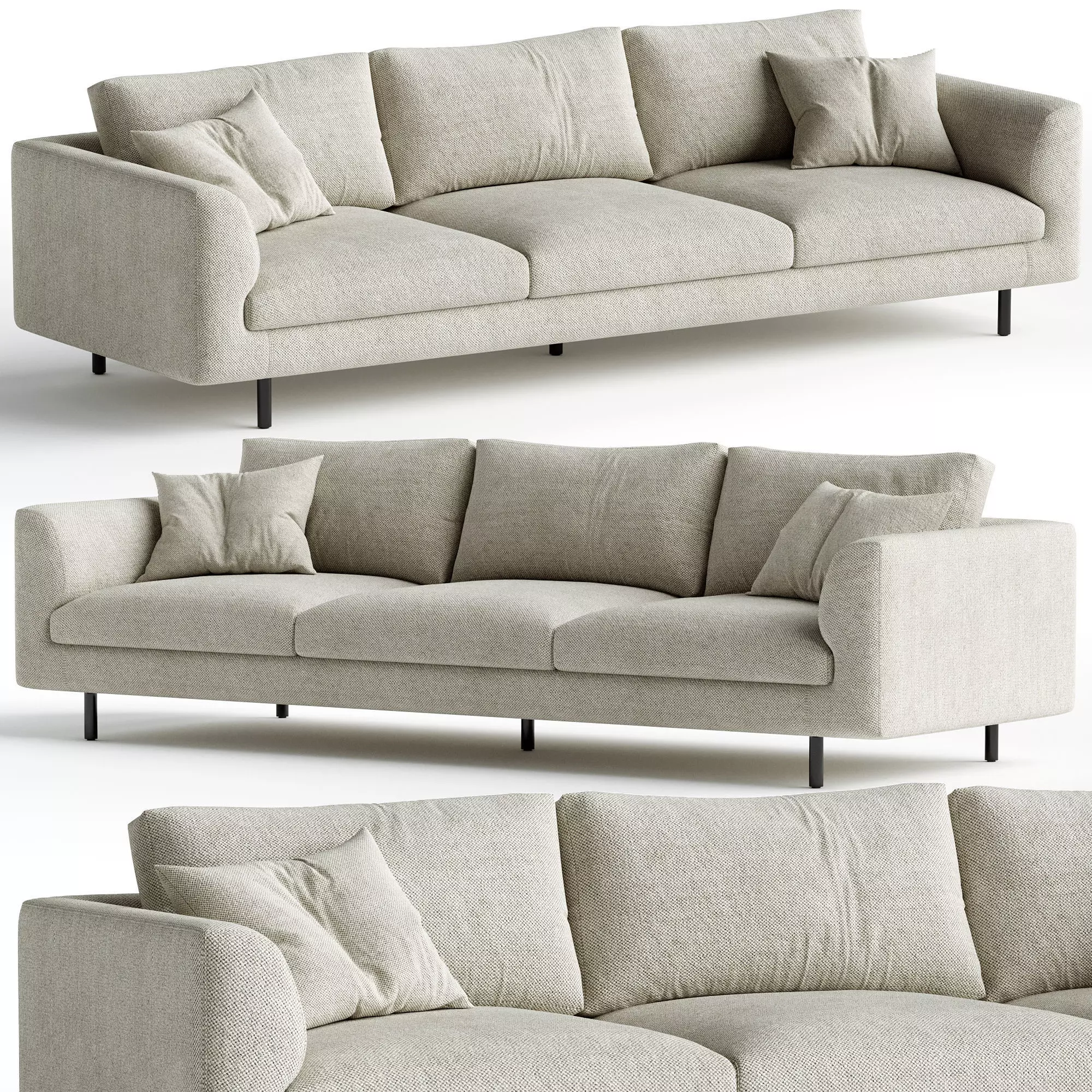 Osvaldo 4 Seater Fabric Sofa Low-poly 3D model