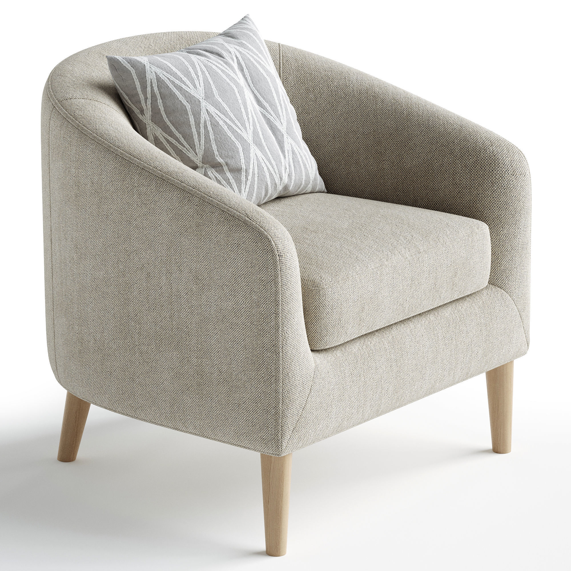 Dolores Upholstered Armchair Low-poly 3D model_1