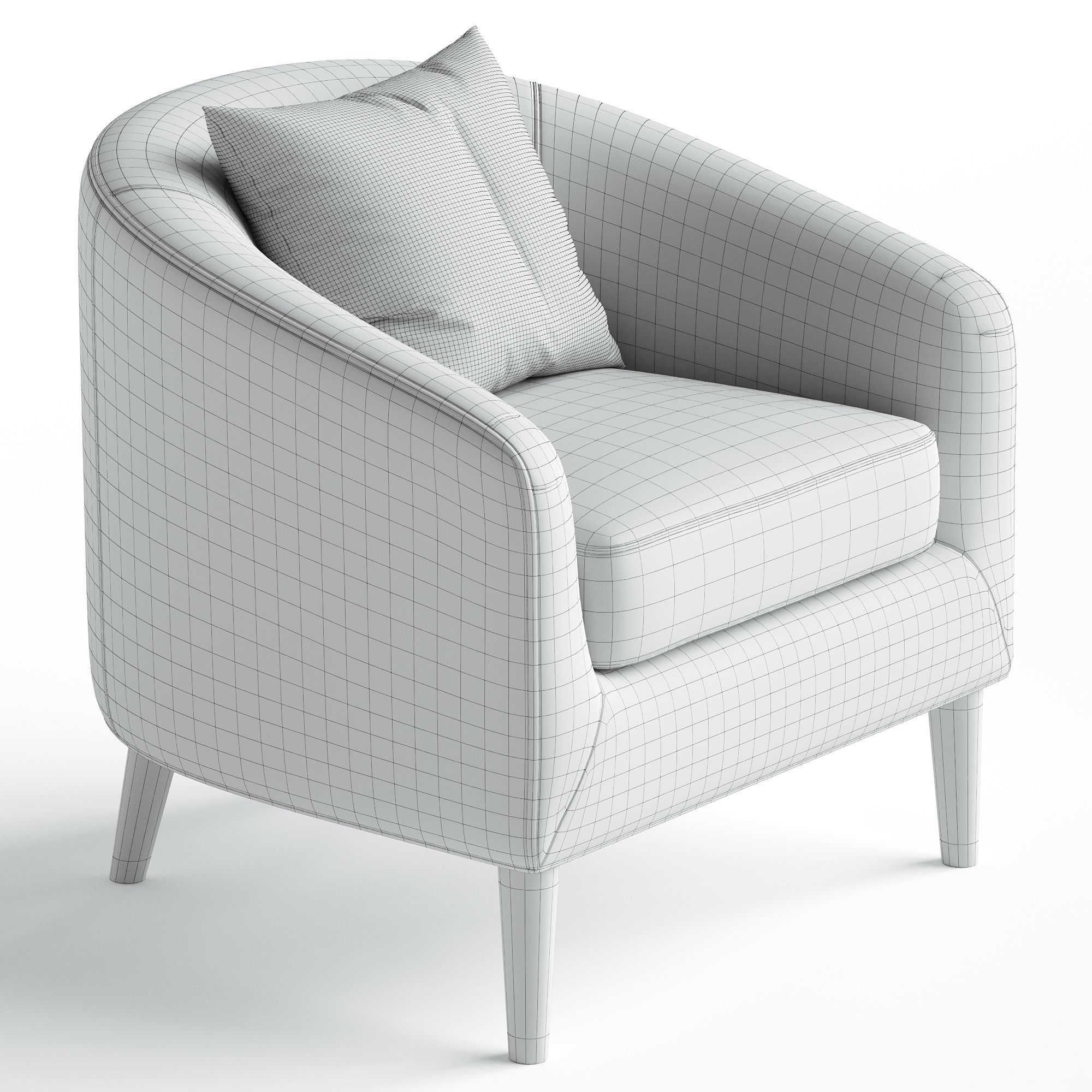 Dolores Upholstered Armchair Low-poly 3D model_2