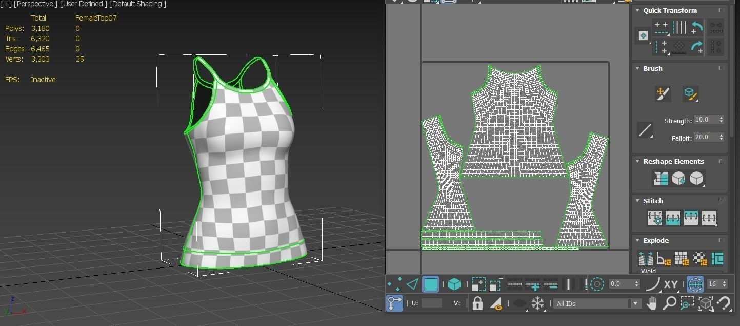 Female Top M07 Low-poly 3D model_7