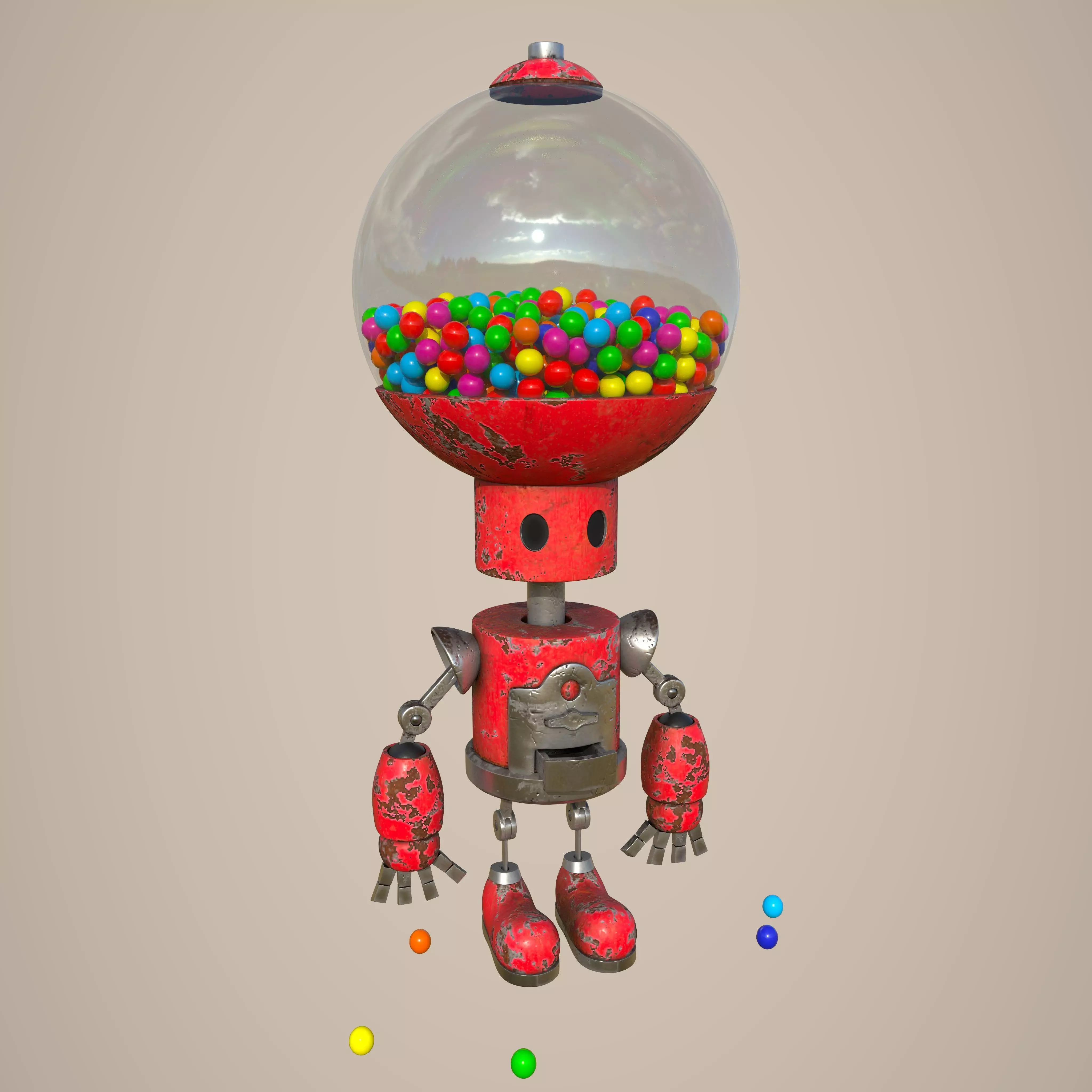 Candy Robot 4k textures Low-poly 3D model_0