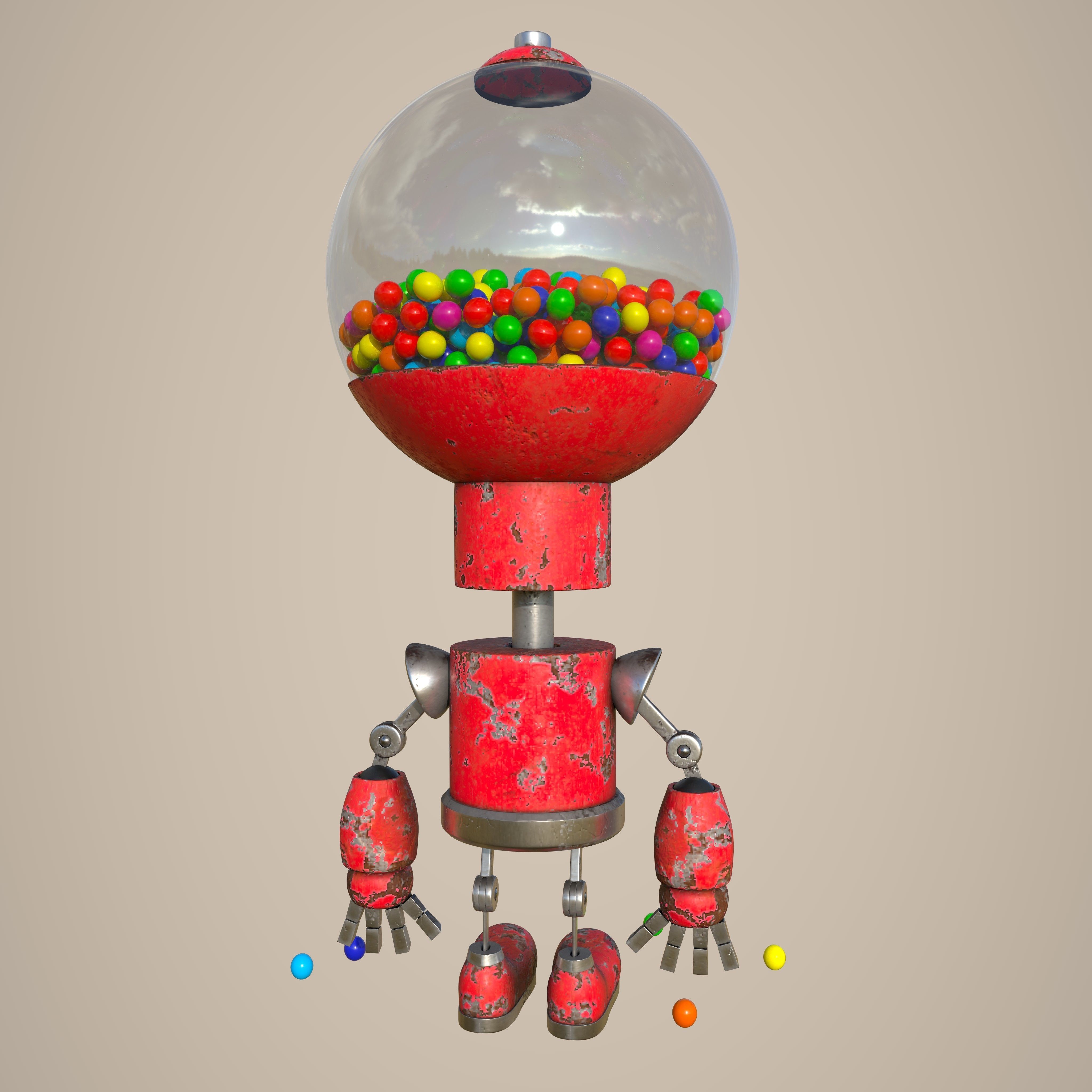 Candy Robot 4k textures Low-poly 3D model_3