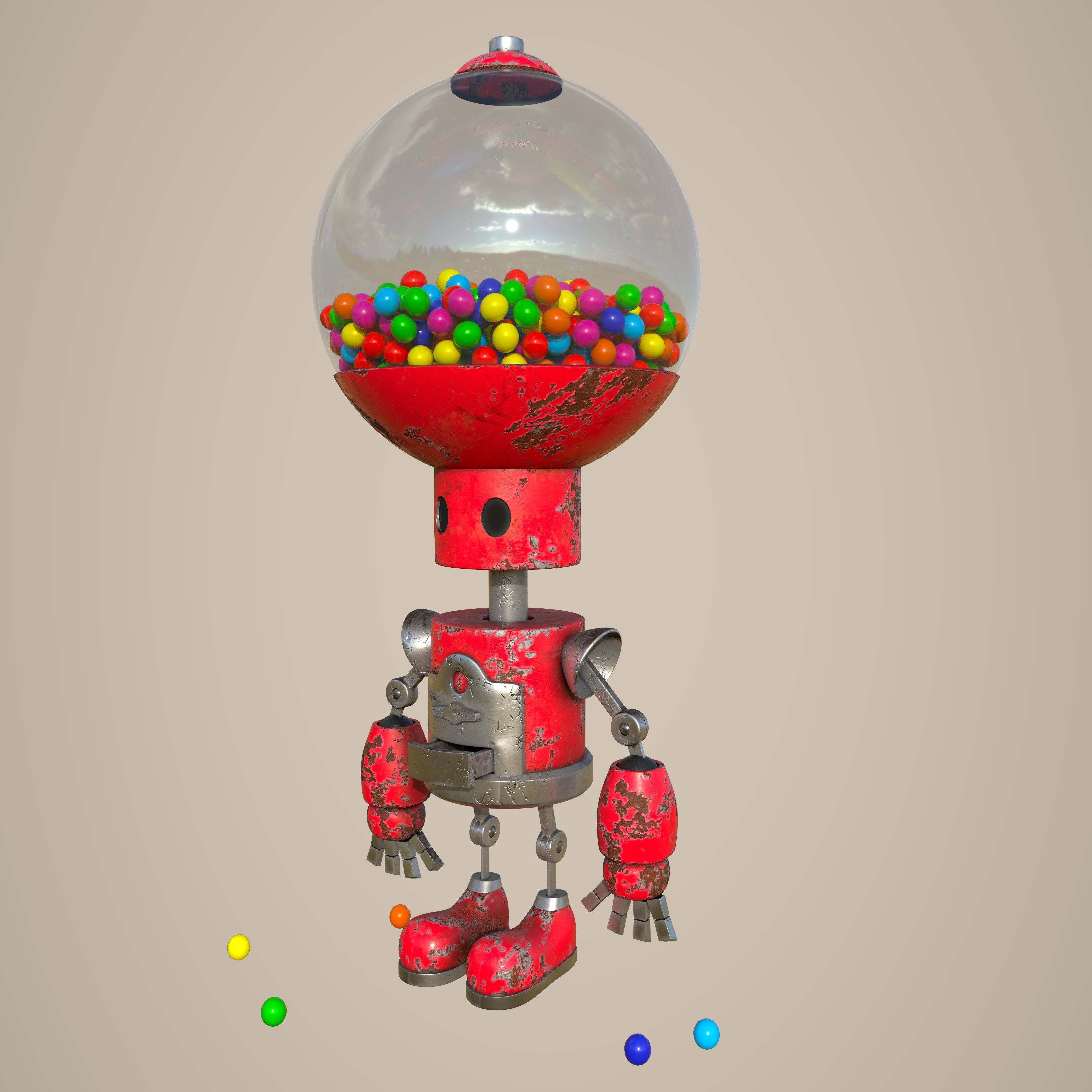 Candy Robot 4k textures Low-poly 3D model_8