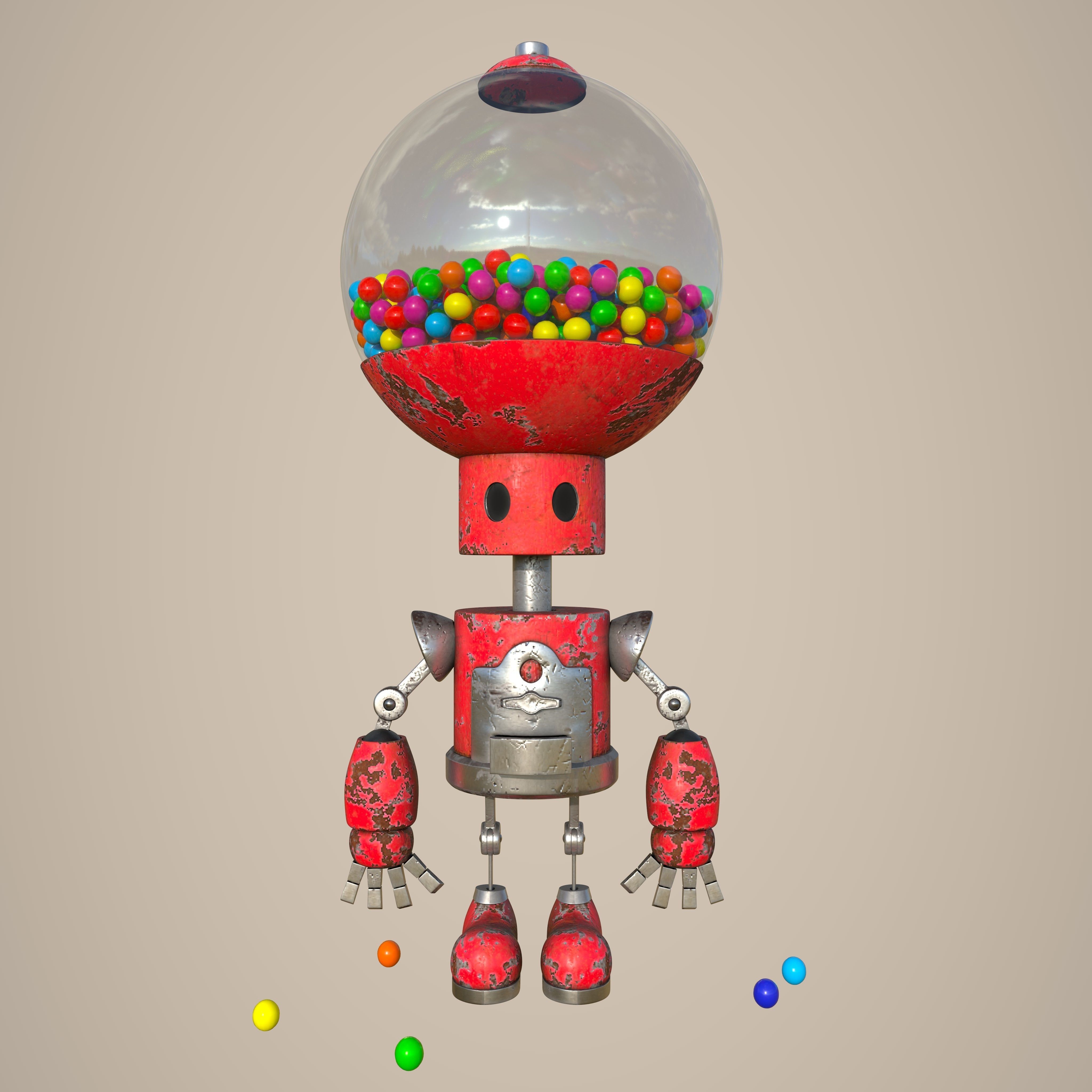 Candy Robot 4k textures Low-poly 3D model_5