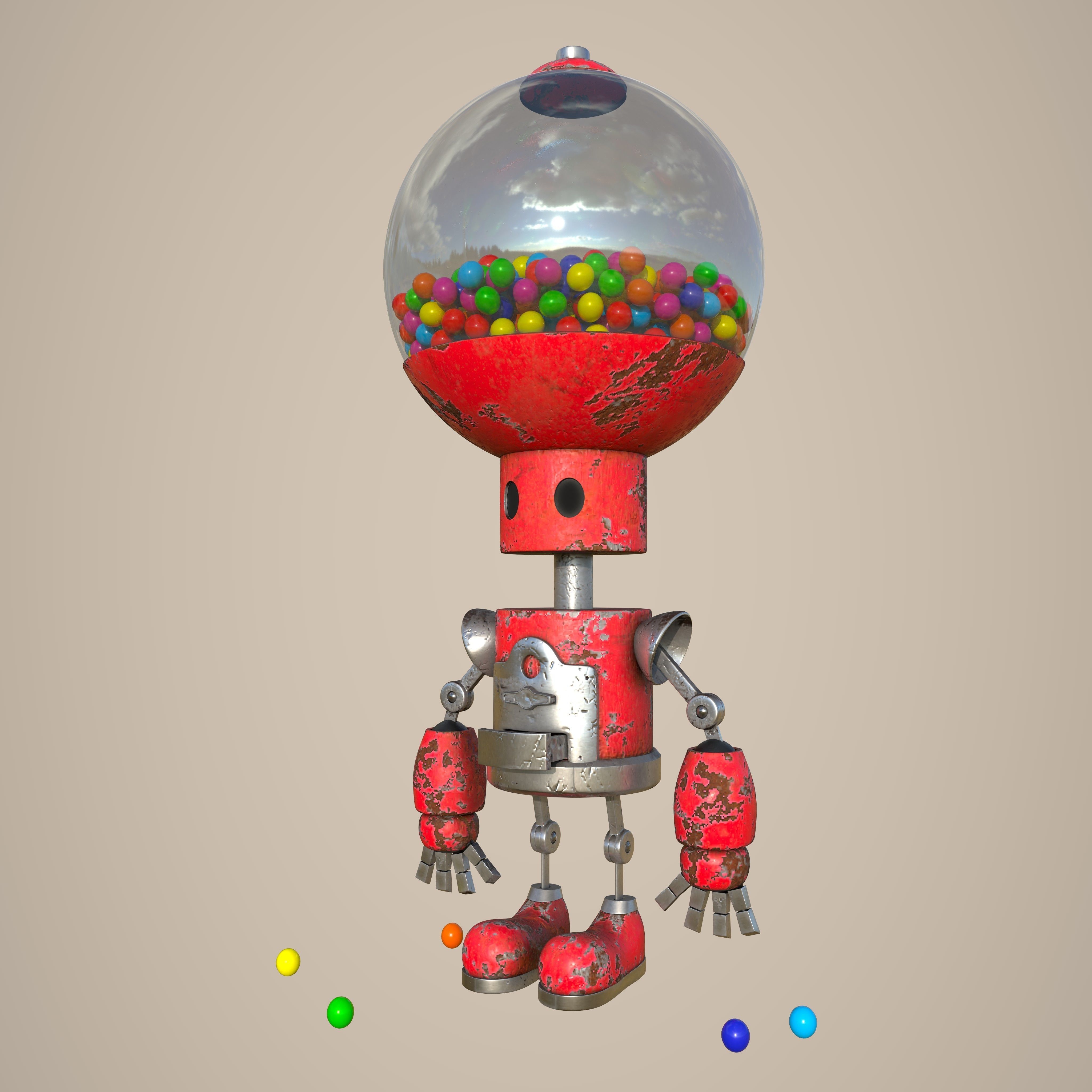 Candy Robot 4k textures Low-poly 3D model_2