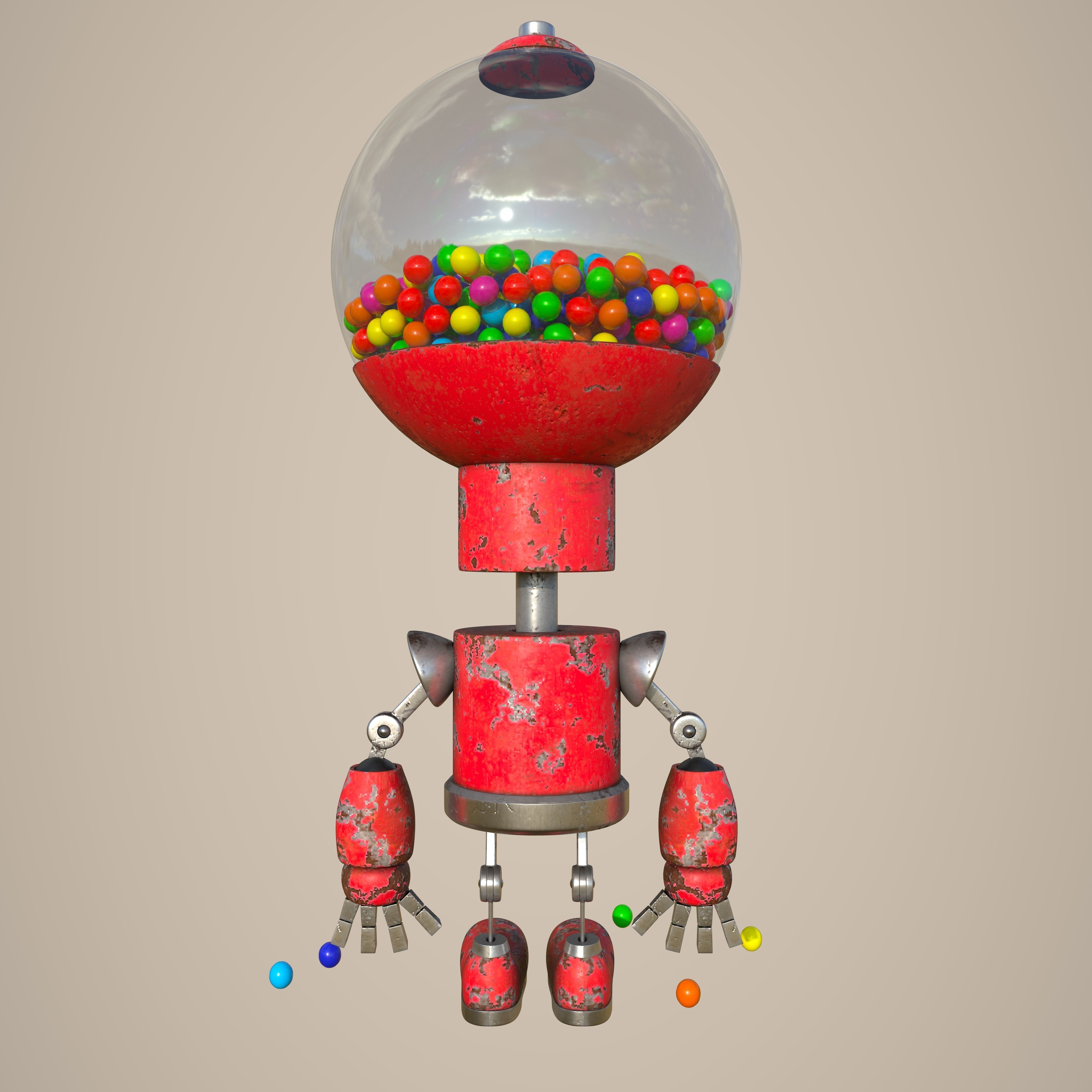 Candy Robot 4k textures Low-poly 3D model_7