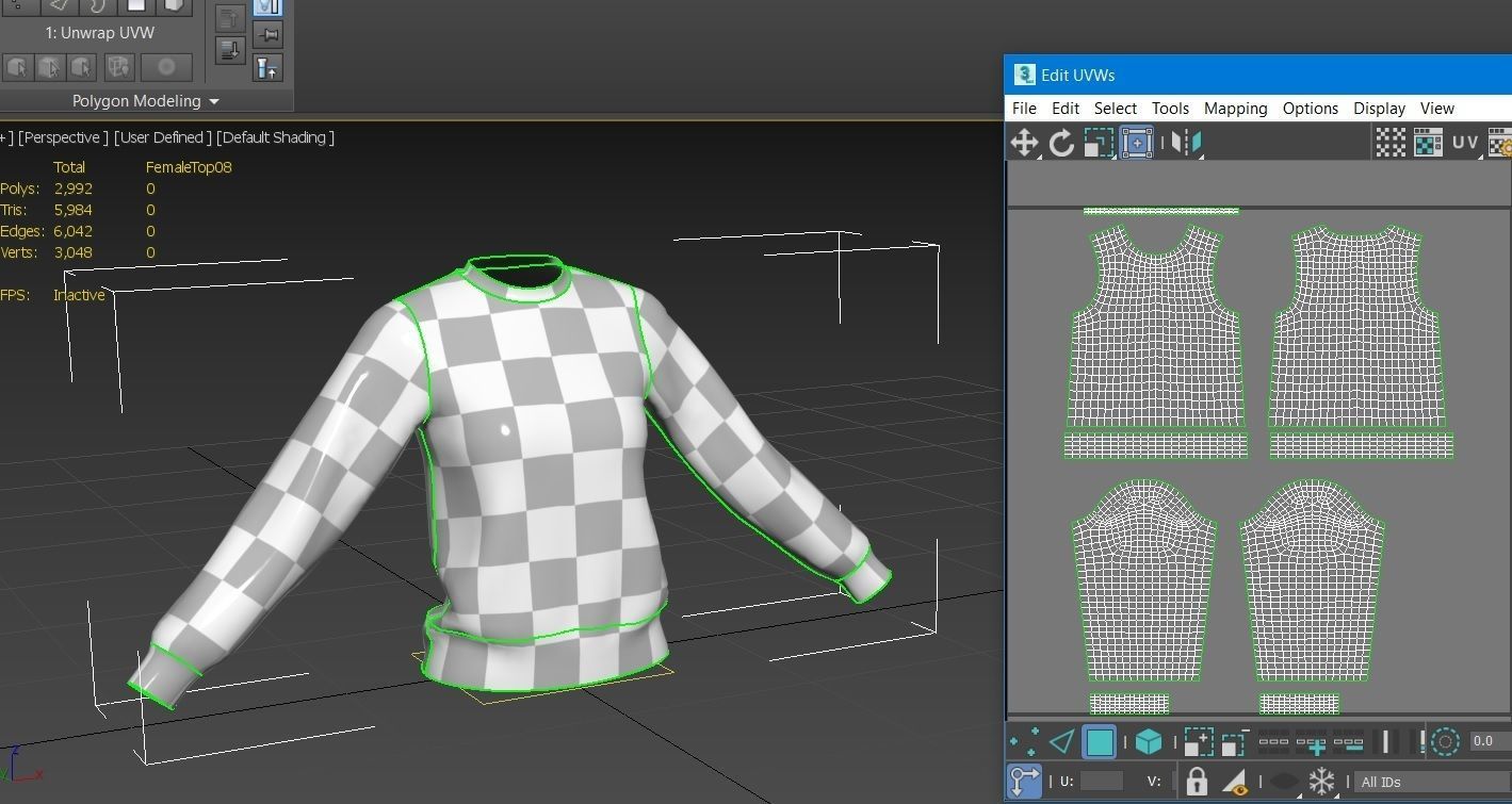 Female Top M08 Low-poly 3D model_7