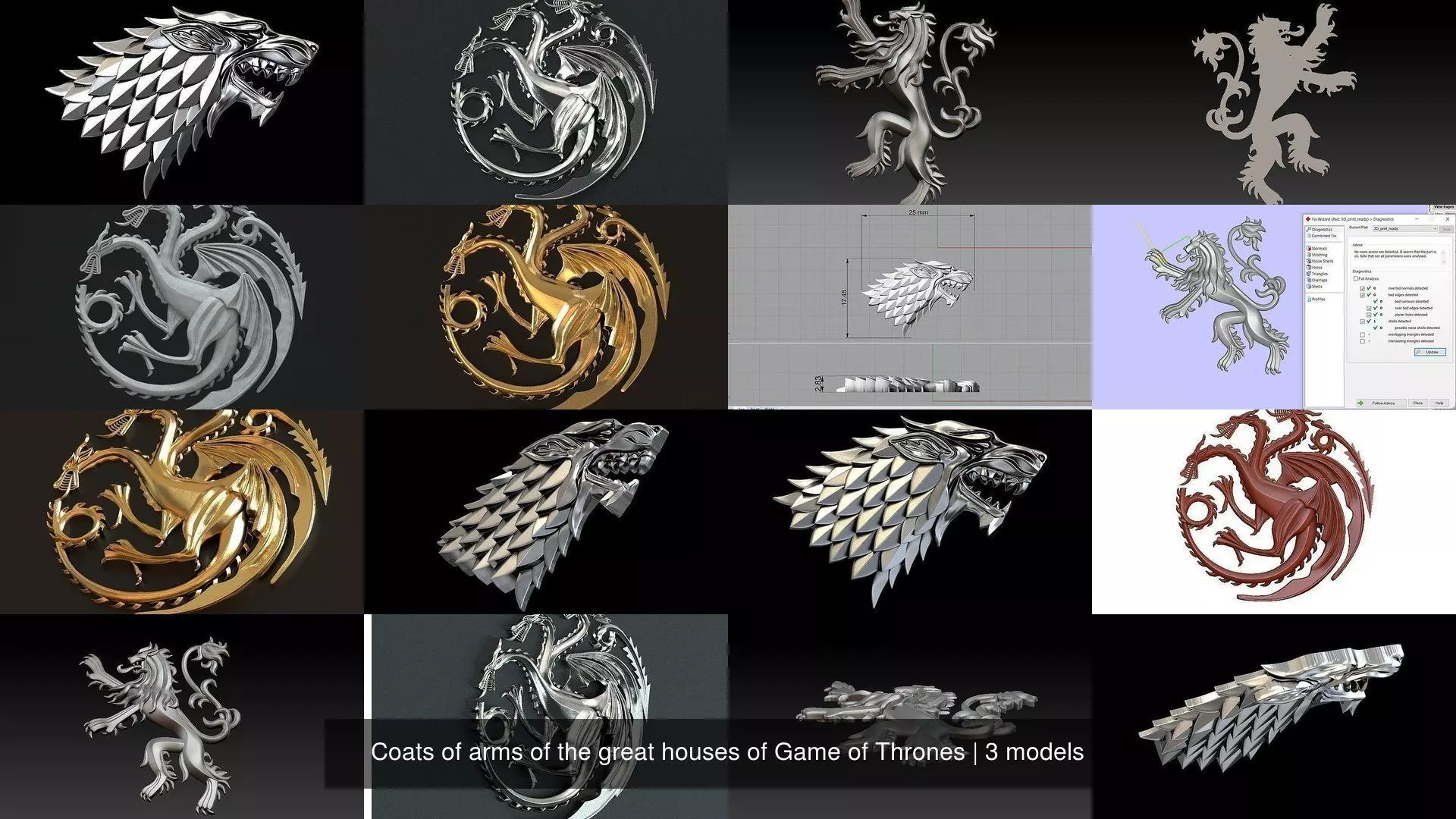 Coats of arms of the great houses of Game of Thrones 3D Model Collection_1