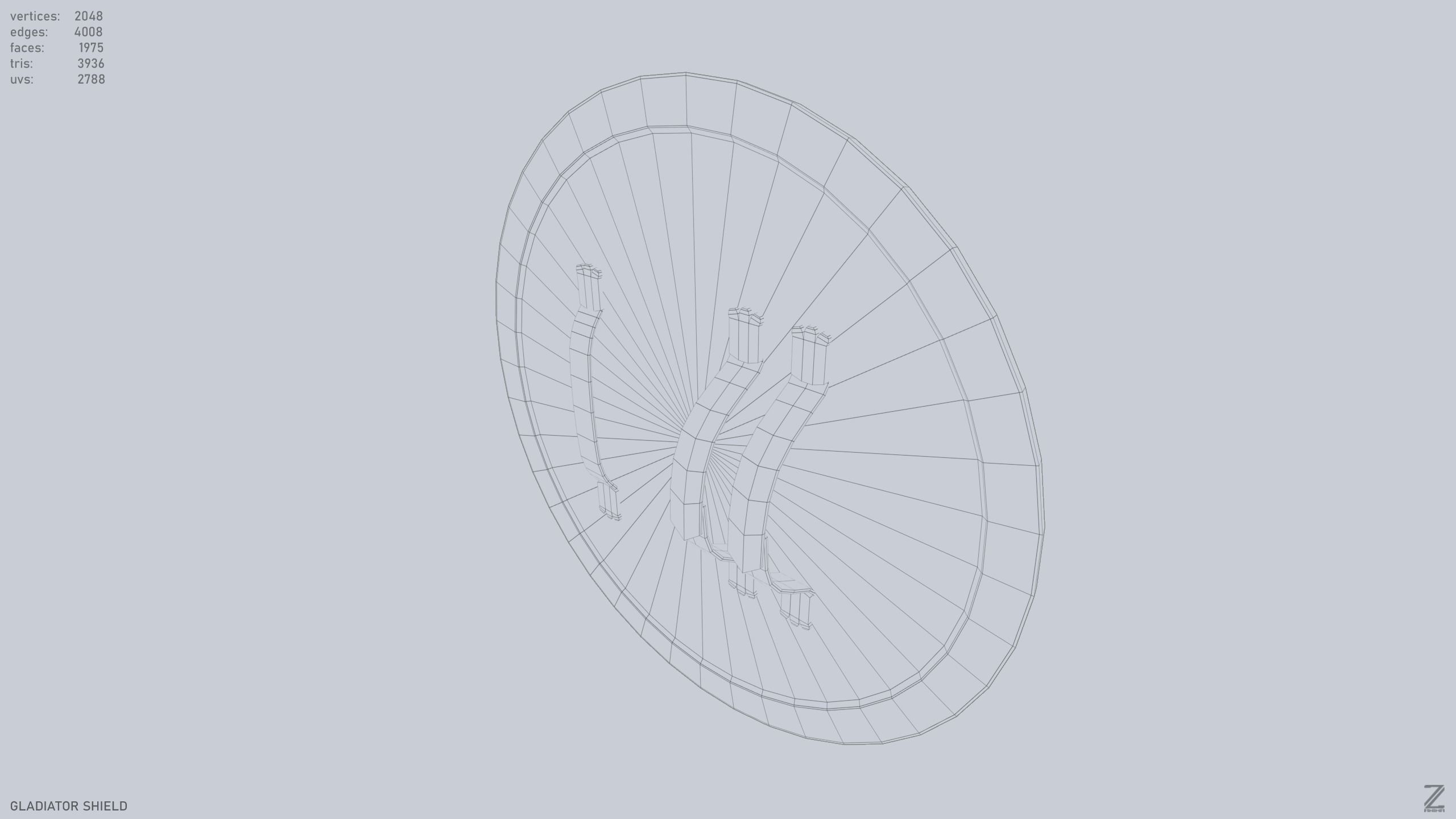 Gladiator shield Low-poly 3D model_14