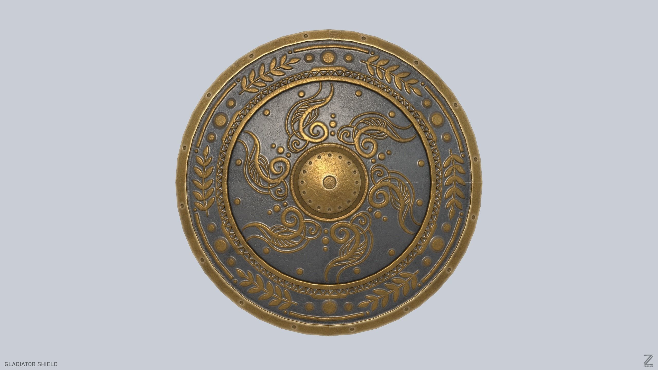 Gladiator shield Low-poly 3D model_7