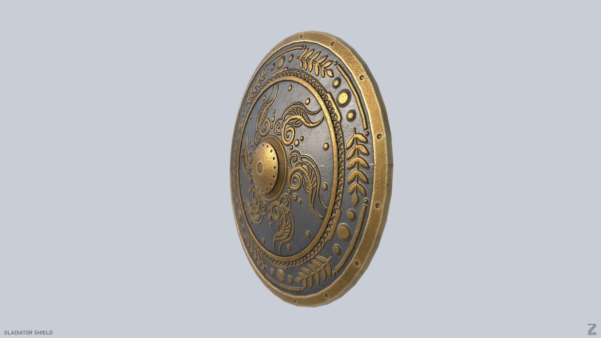 Gladiator shield Low-poly 3D model_1