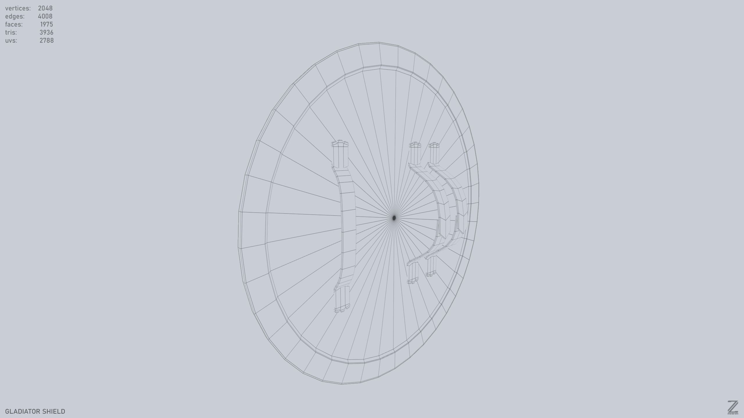 Gladiator shield Low-poly 3D model_12