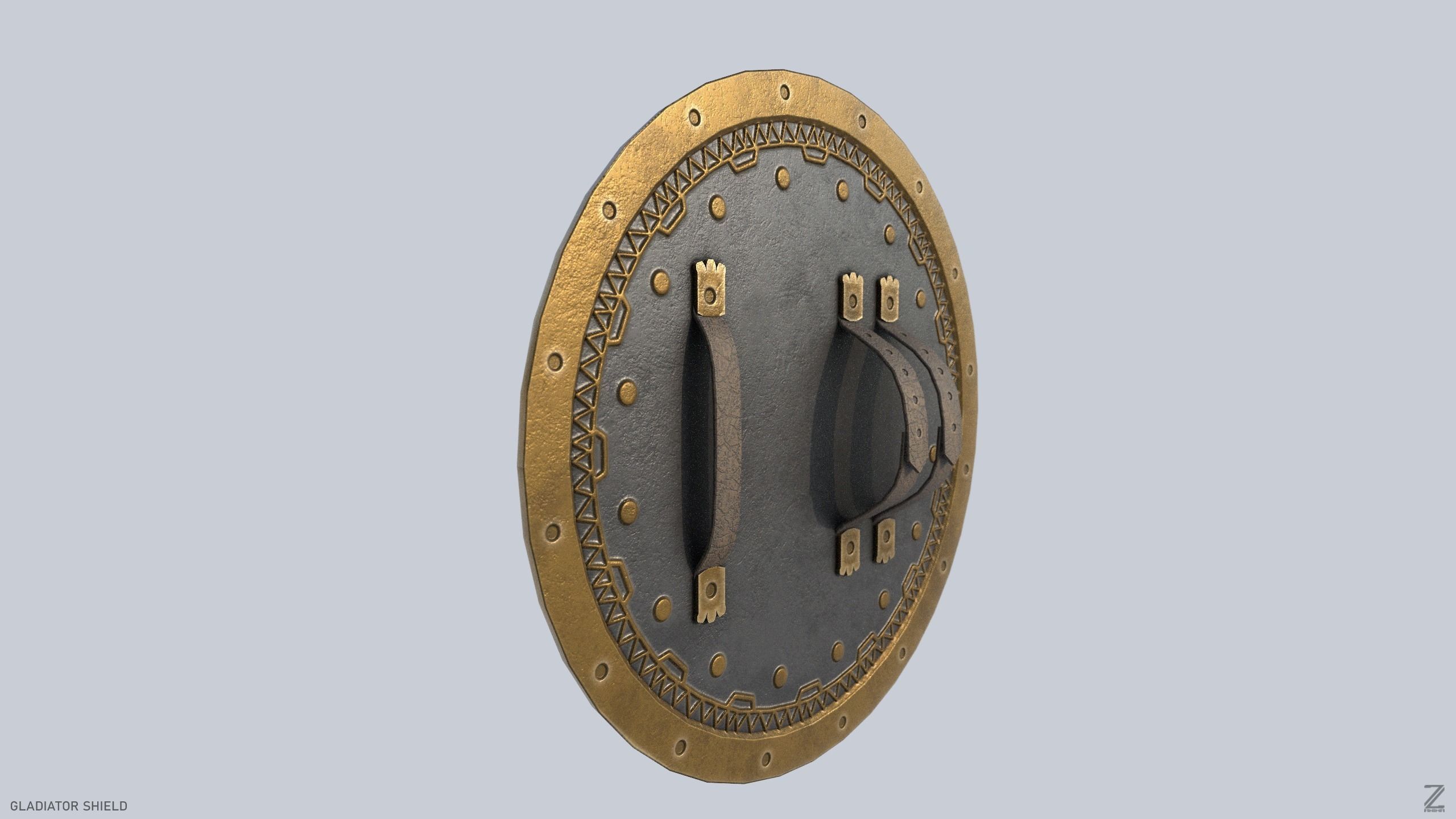 Gladiator shield Low-poly 3D model_4
