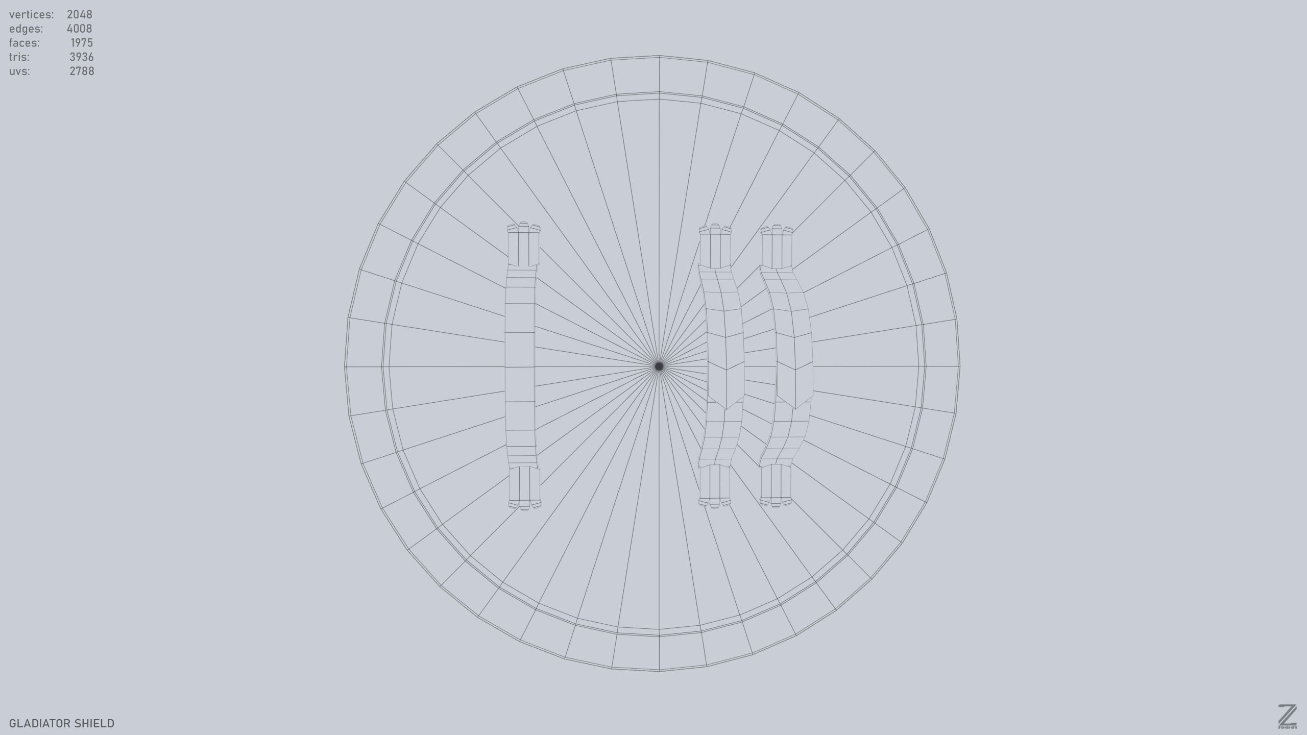 Gladiator shield Low-poly 3D model_13