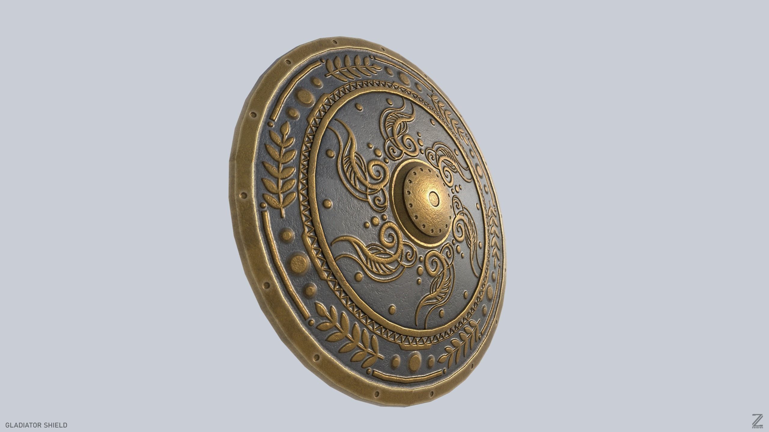 Gladiator shield Low-poly 3D model_6