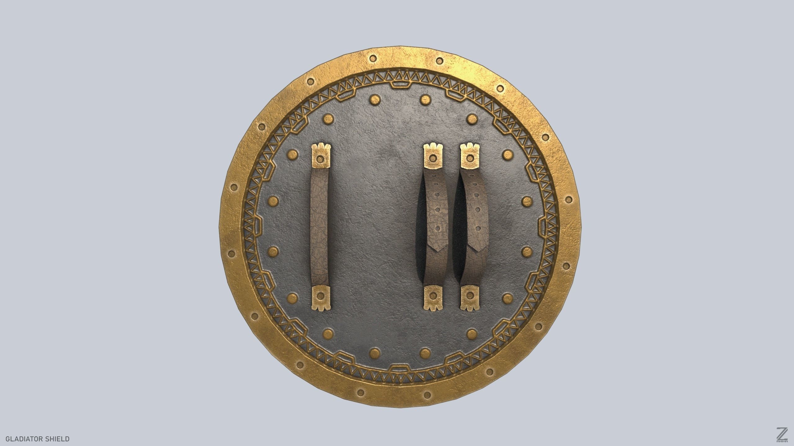Gladiator shield Low-poly 3D model_5