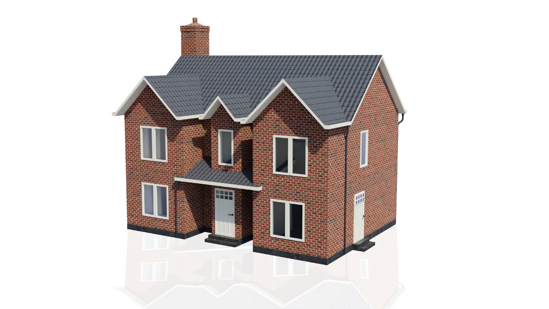 British House Design 004 Low-poly 3D model_2