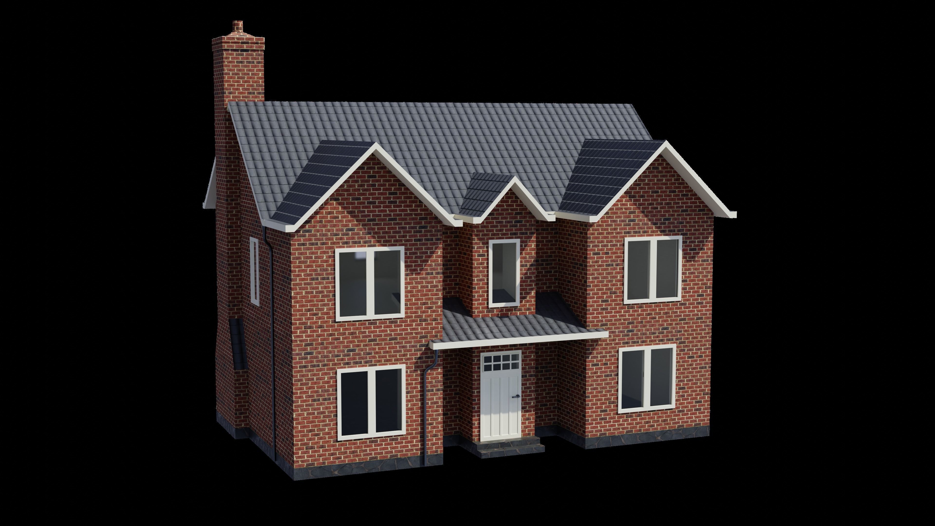 British House Design 004 Low-poly 3D model_5