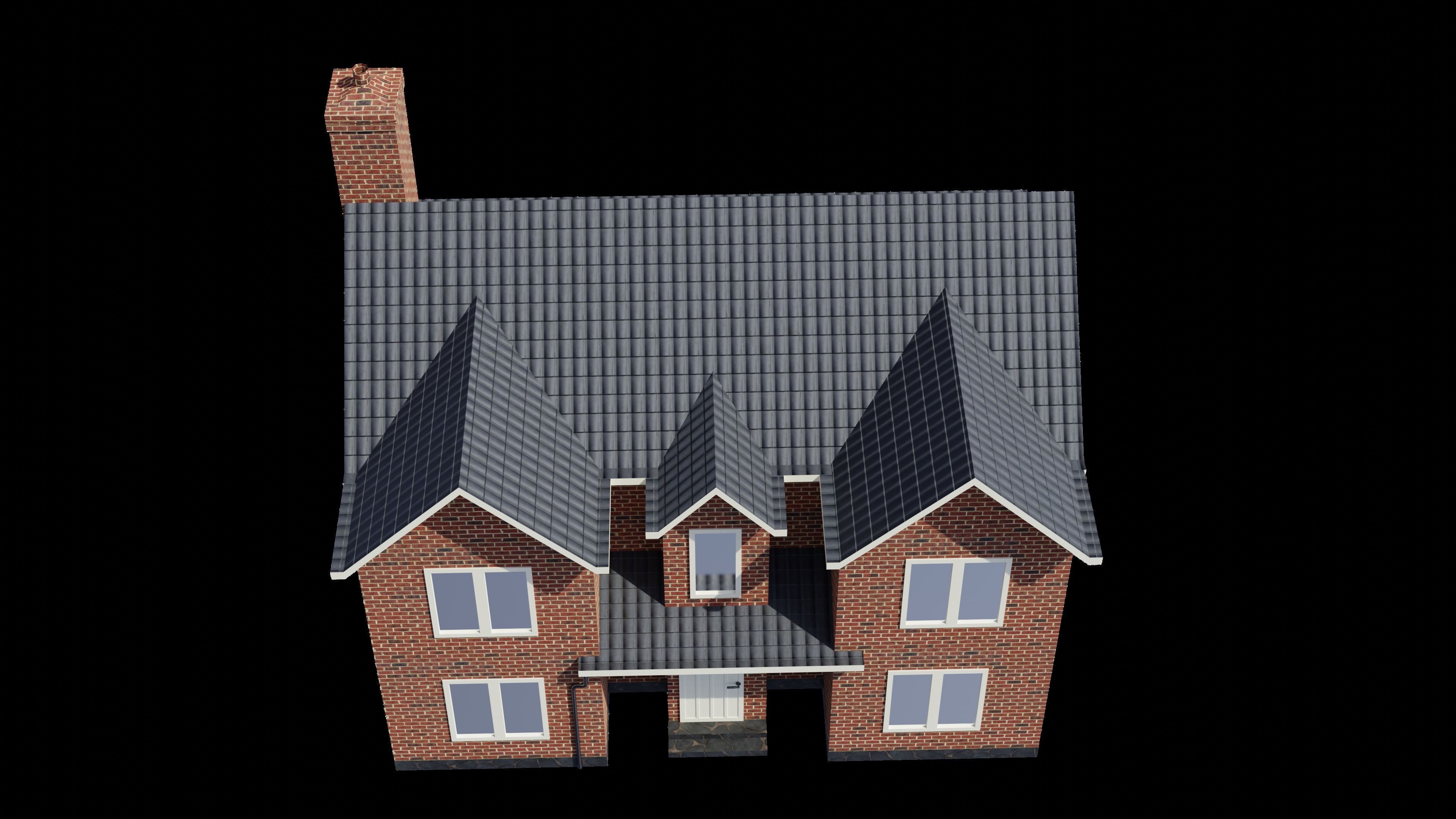 British House Design 004 Low-poly 3D model_6