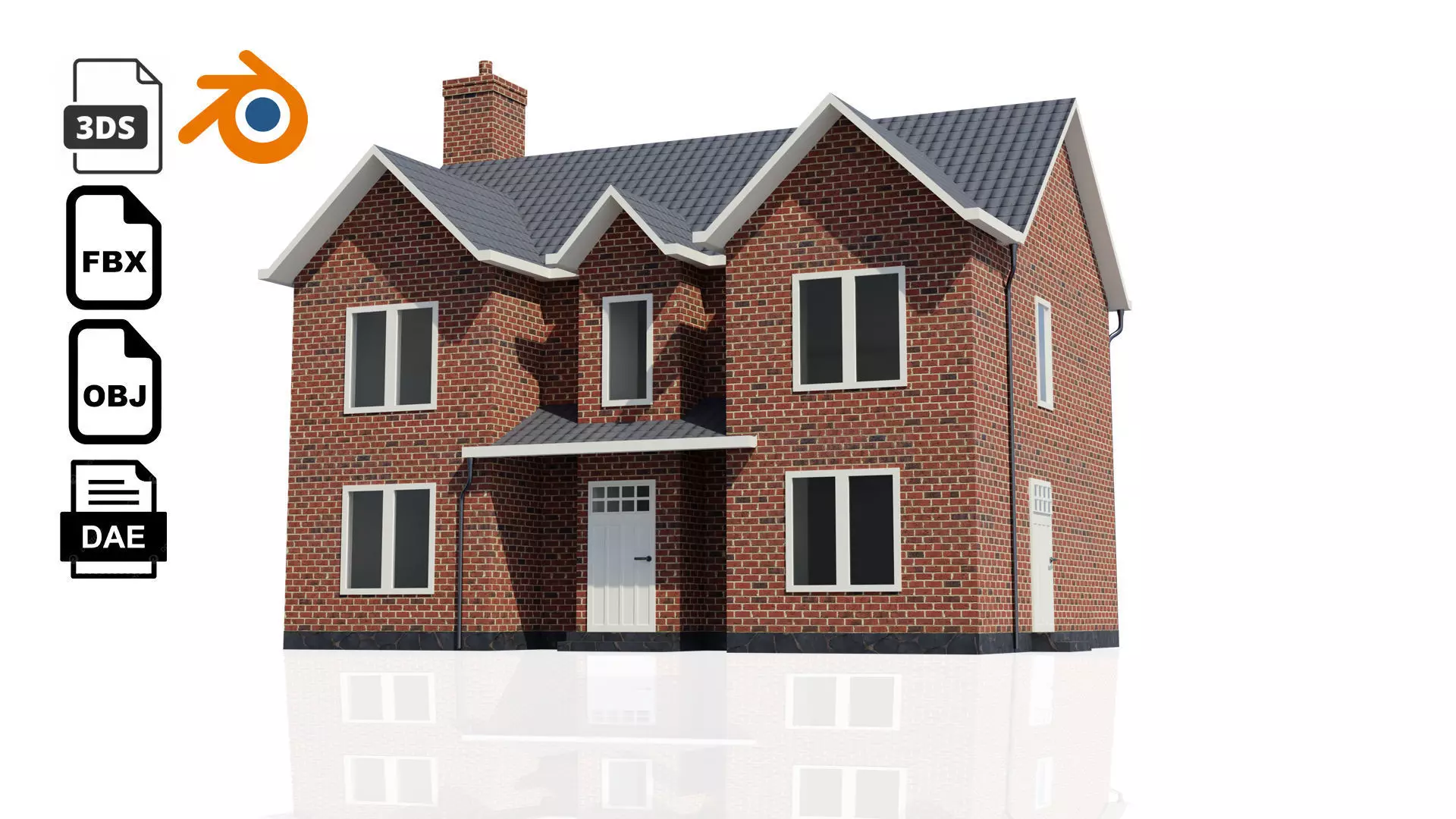 British House Design 004 Low-poly 3D model_0