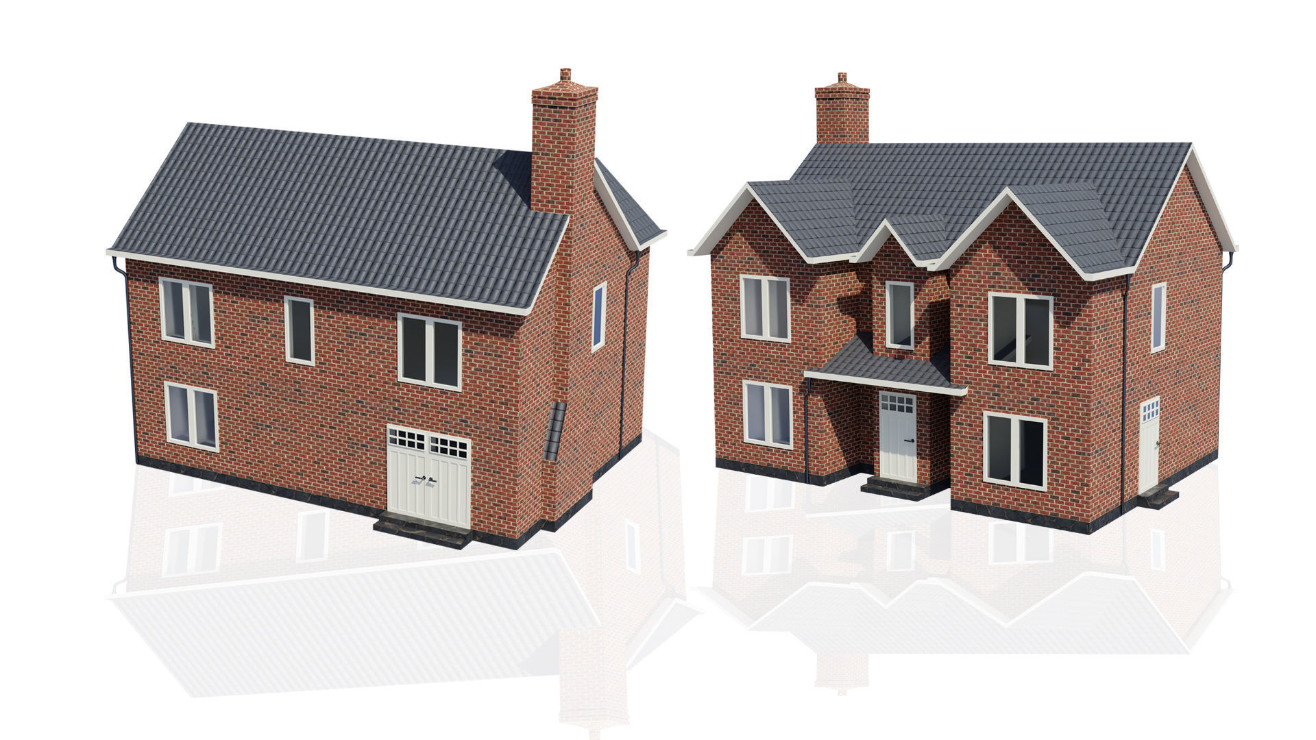 British House Design 004 Low-poly 3D model_1