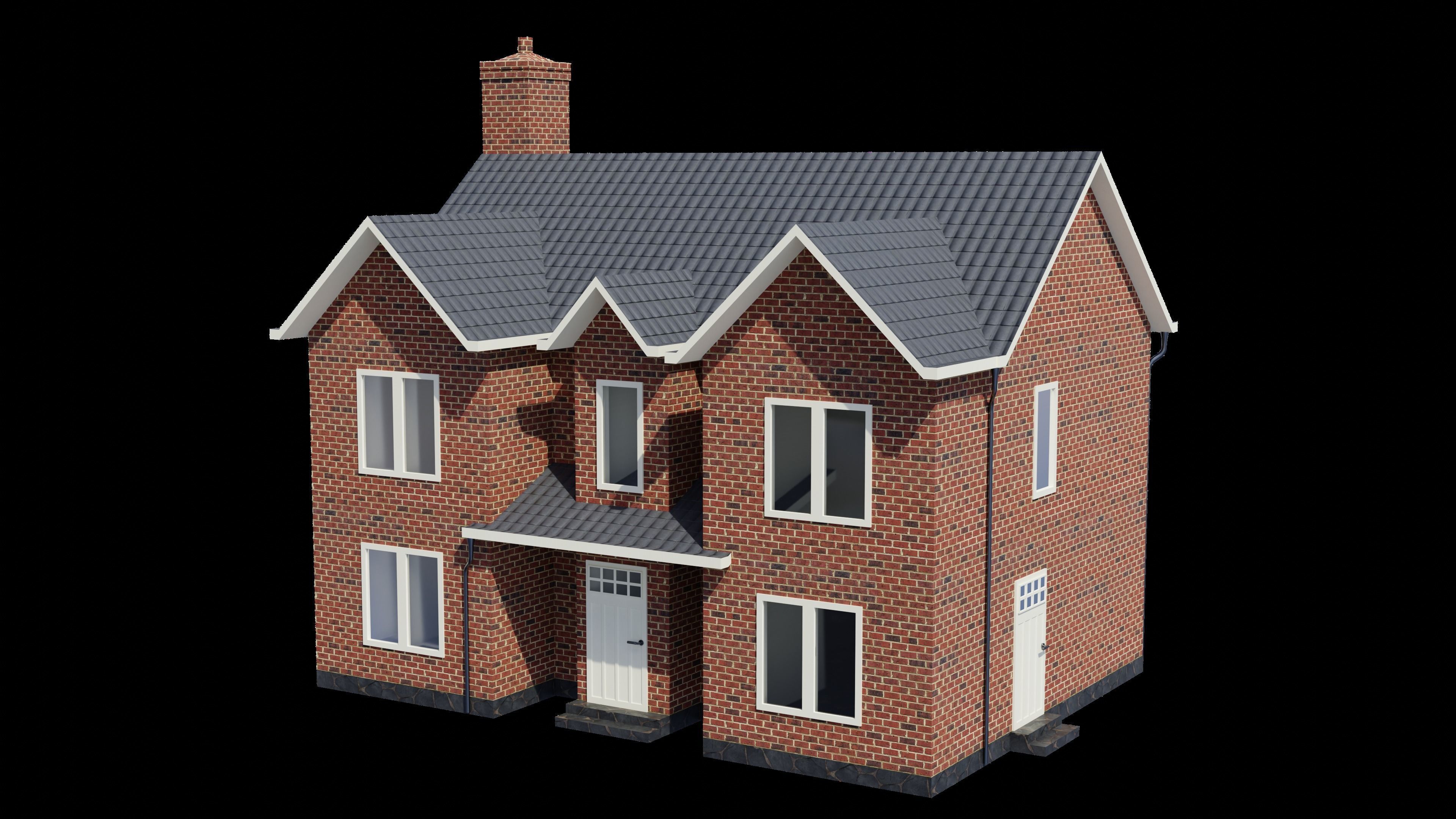 British House Design 004 Low-poly 3D model_4