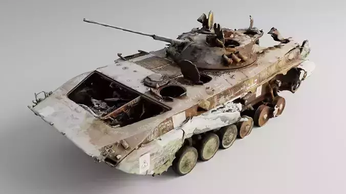 Destroyed BMP-2 amphibious infantry fighting vehicle 