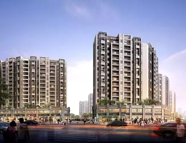 3Dmax fashion city commercial square building 61