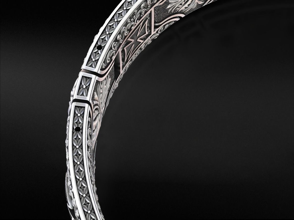 Vintage bracelet with Maltese cross and patterns 785 3D print model_13