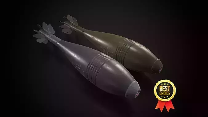 Mortar bomb 120mm Low-poly 3D model