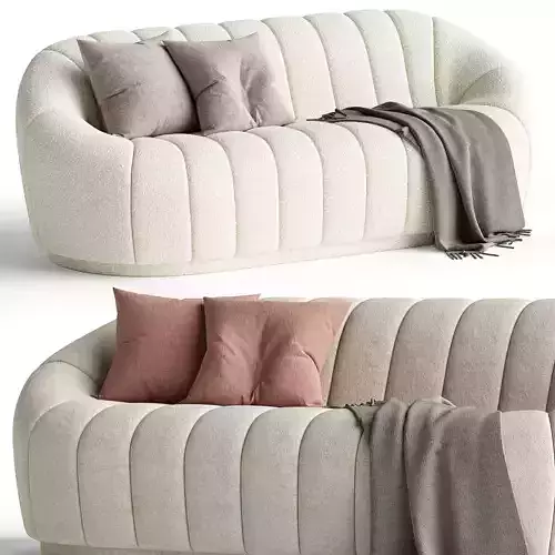 Forrester Sofa Modern Japandi Style Tight Back White Boucle