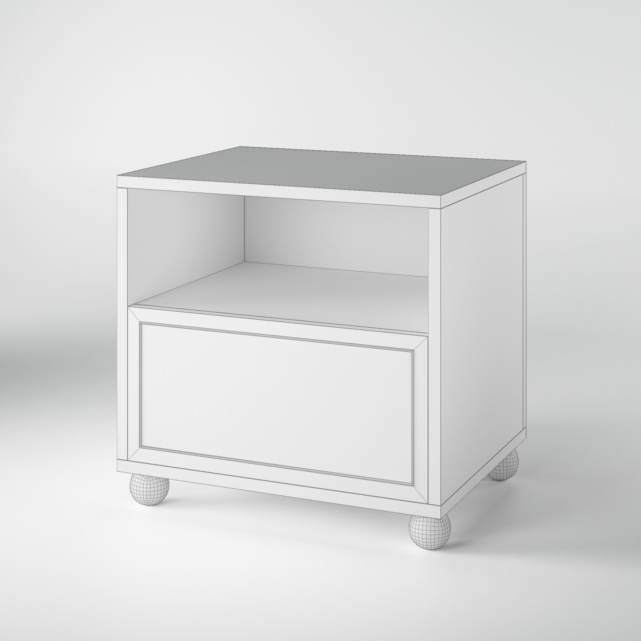 Side table with rattan front 3D model_4